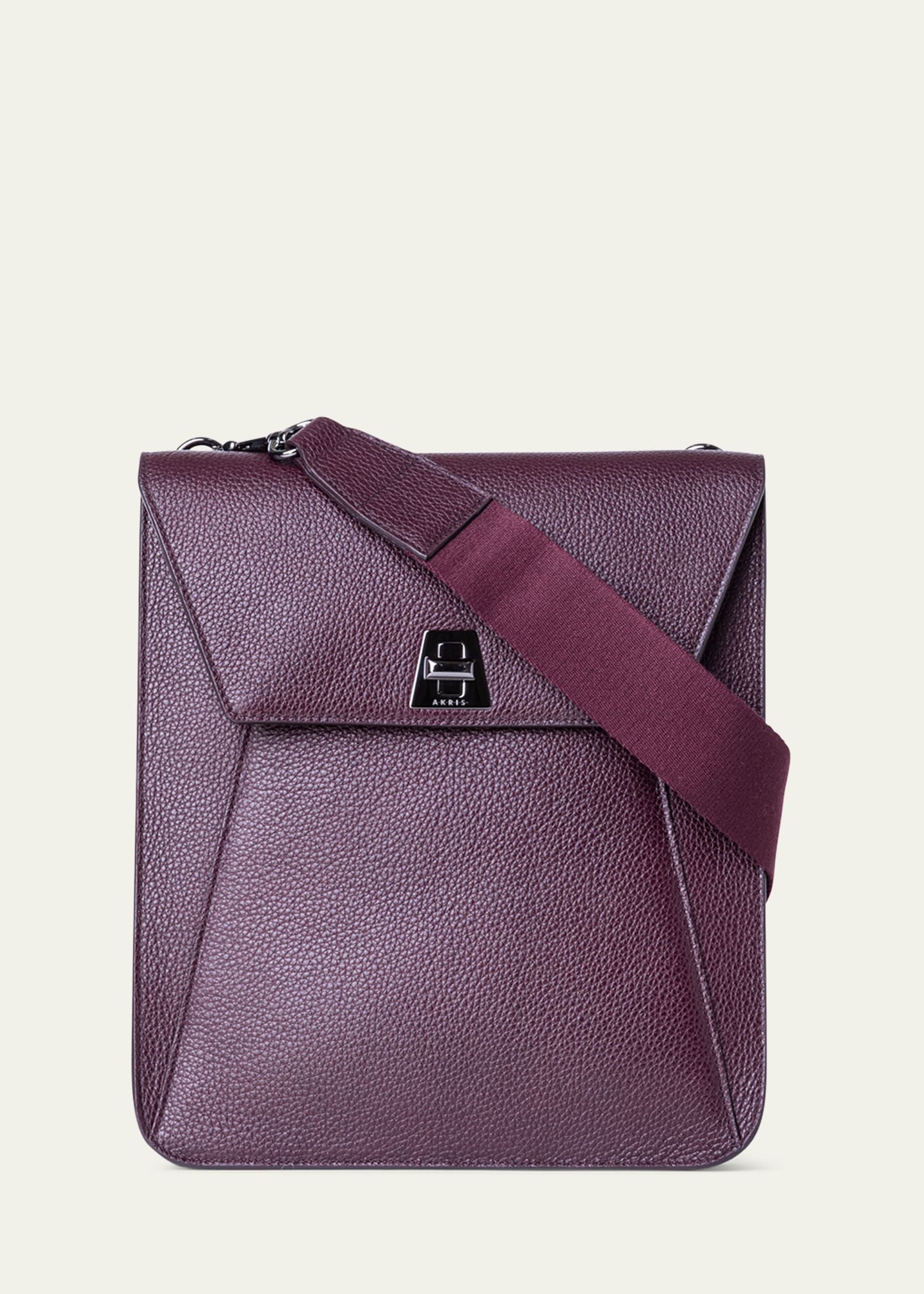 Shop Akris Anouk Medium Flap Leather Messenger Bag In Burgundy