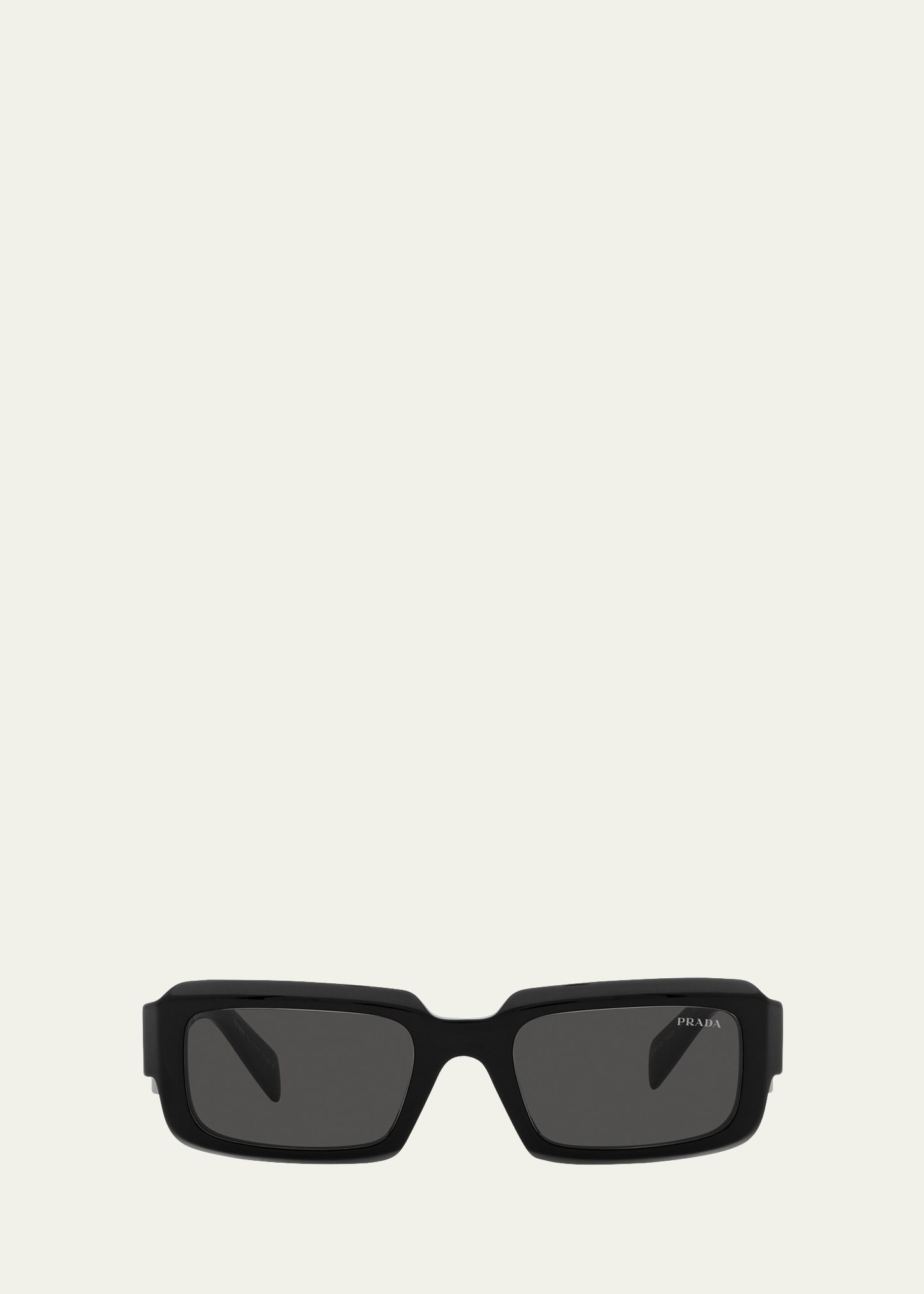 Shop Prada Pr 27zsf Logo Beveled Acetate Rectangle Sunglasses In Black
