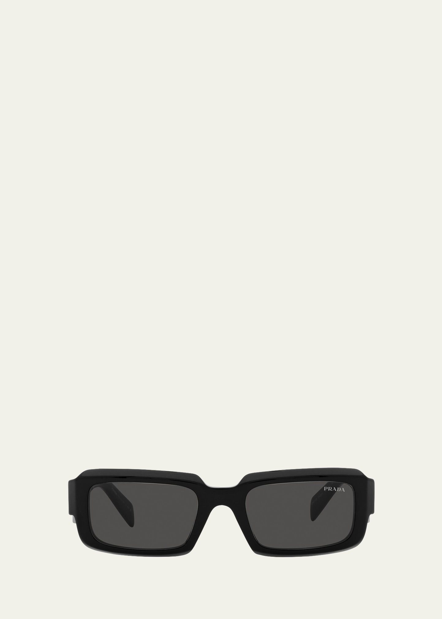 Prada Geometric Logo Acetate & Plastic Rectangle Sunglasses In Black