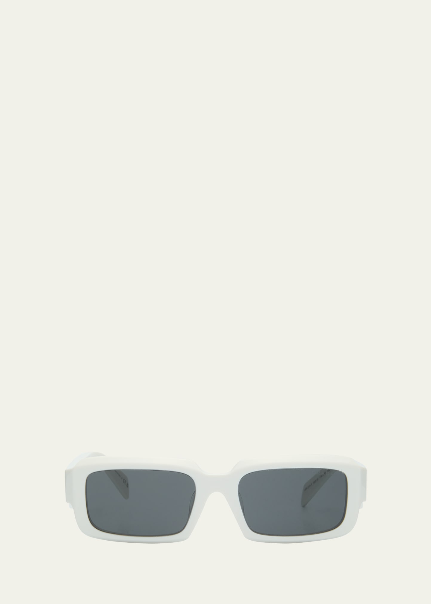 Shop Prada Pr 27zsf Logo Beveled Acetate Rectangle Sunglasses In Bone