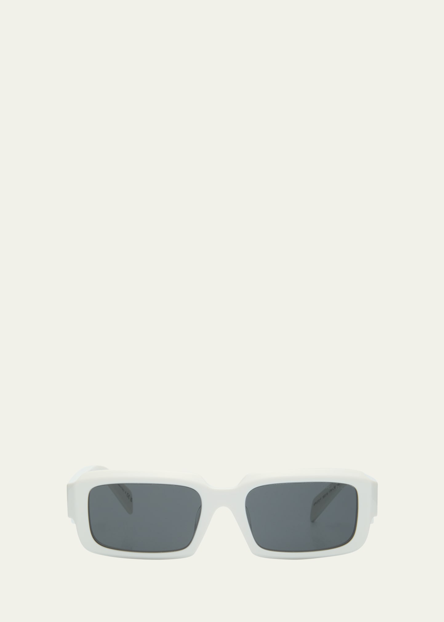 Prada Pr 27zsf Logo Beveled Acetate Rectangle Sunglasses In Bone