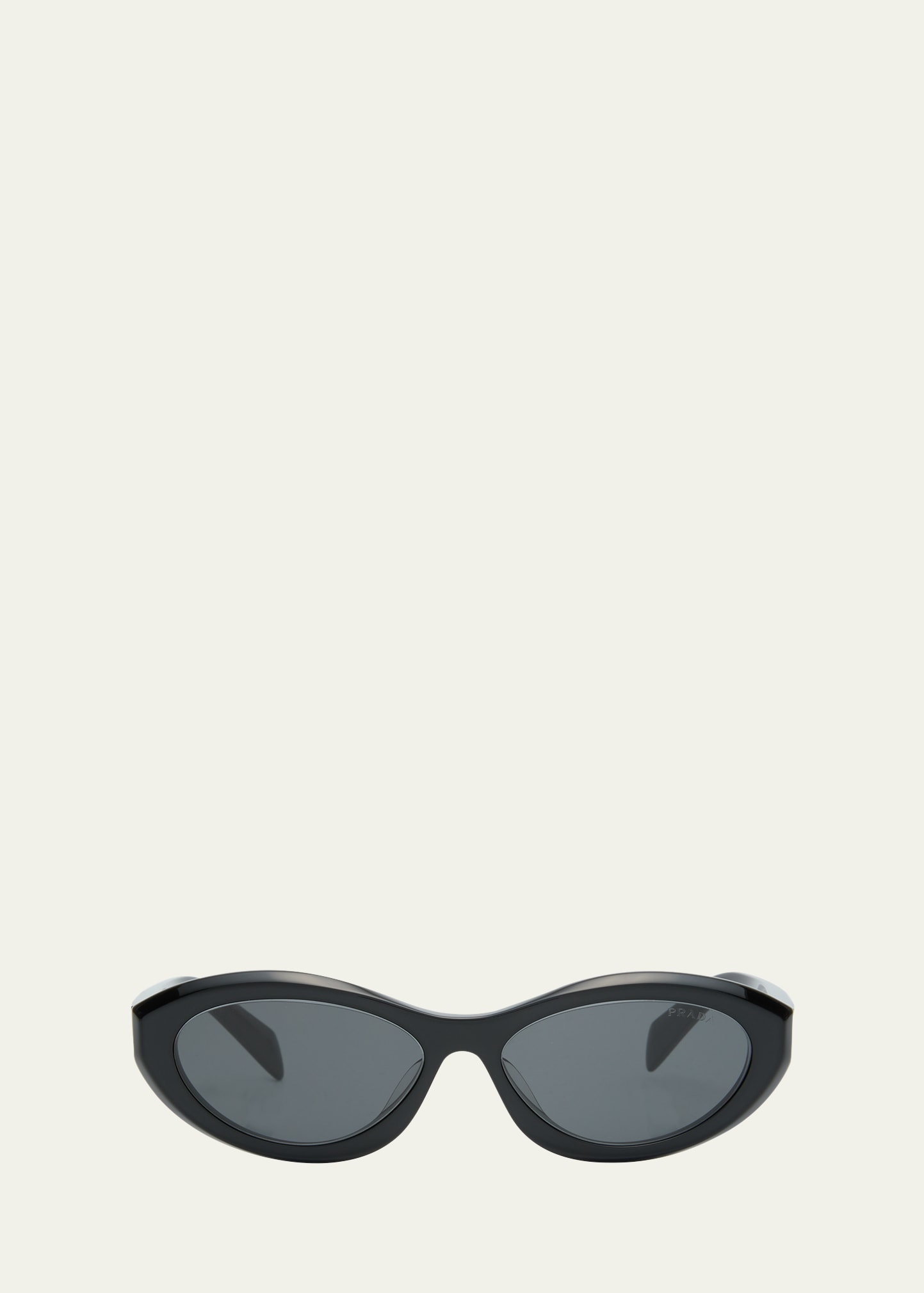 Shop Prada Pr 26zsf Logo Beveled Acetate Oval Sunglasses In Black