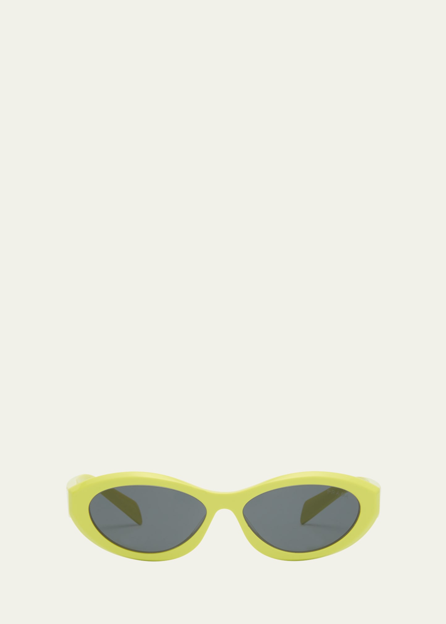 Prada Pr 26zsf Logo Beveled Acetate Oval Sunglasses In Dark Grey
