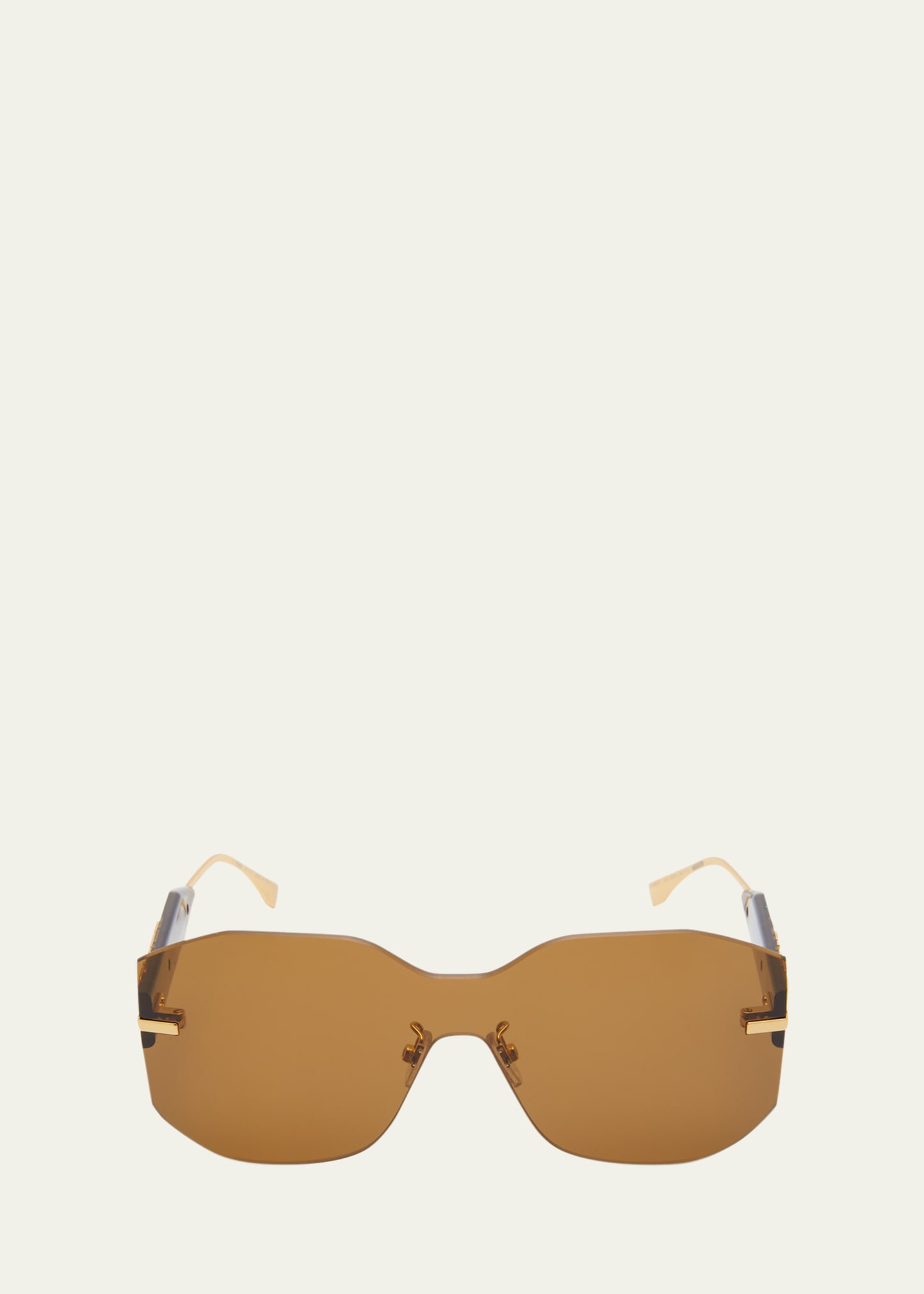 Fendi Rectangular Metal Shield Sunglasses In Sengld/brn