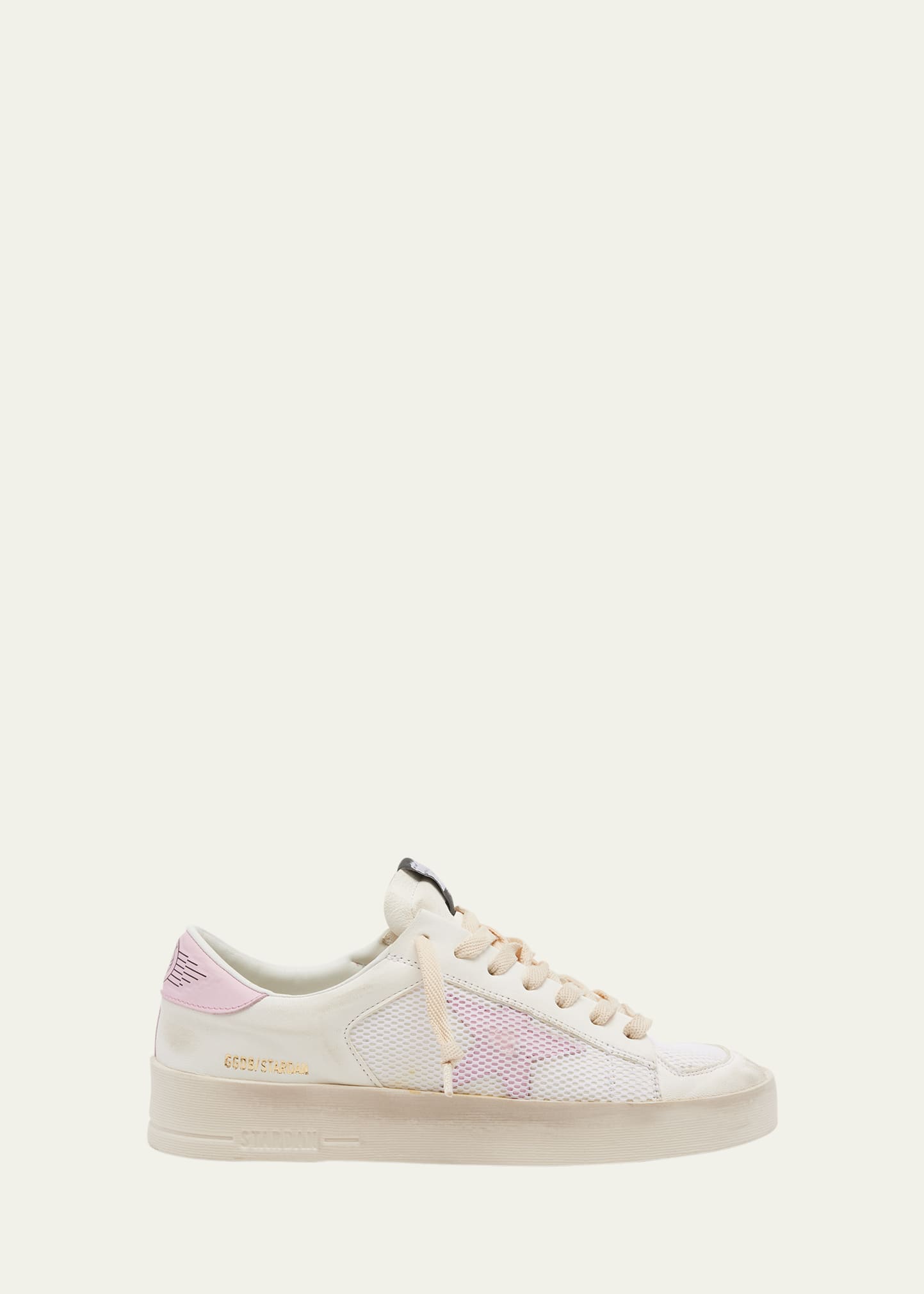 Golden Goose Stardan Leather Net Low-top Sneakers In White Orchid Pink