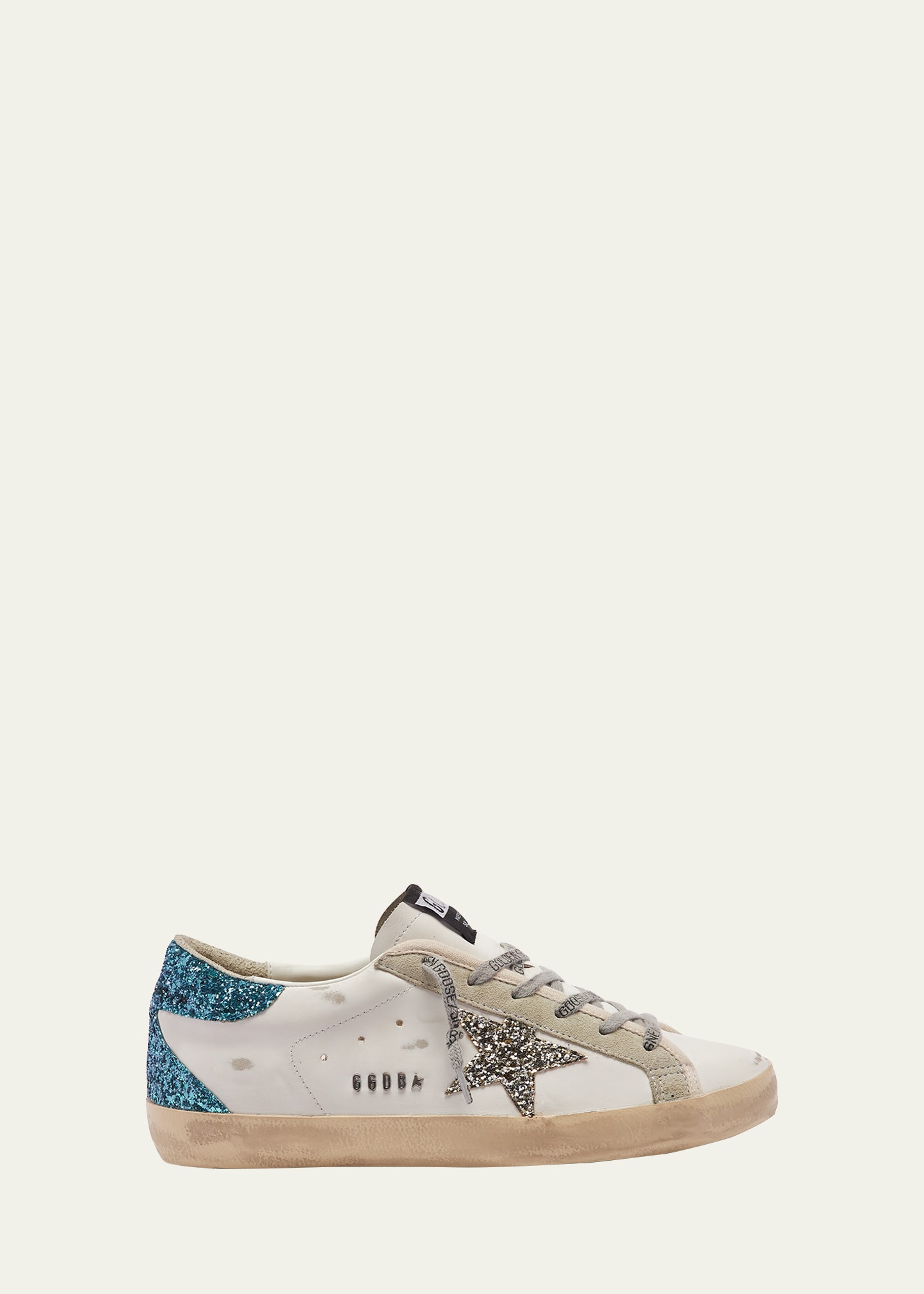 Golden Goose Superstar Leather Glitter Low-top Sneakers In White Ice Platinu