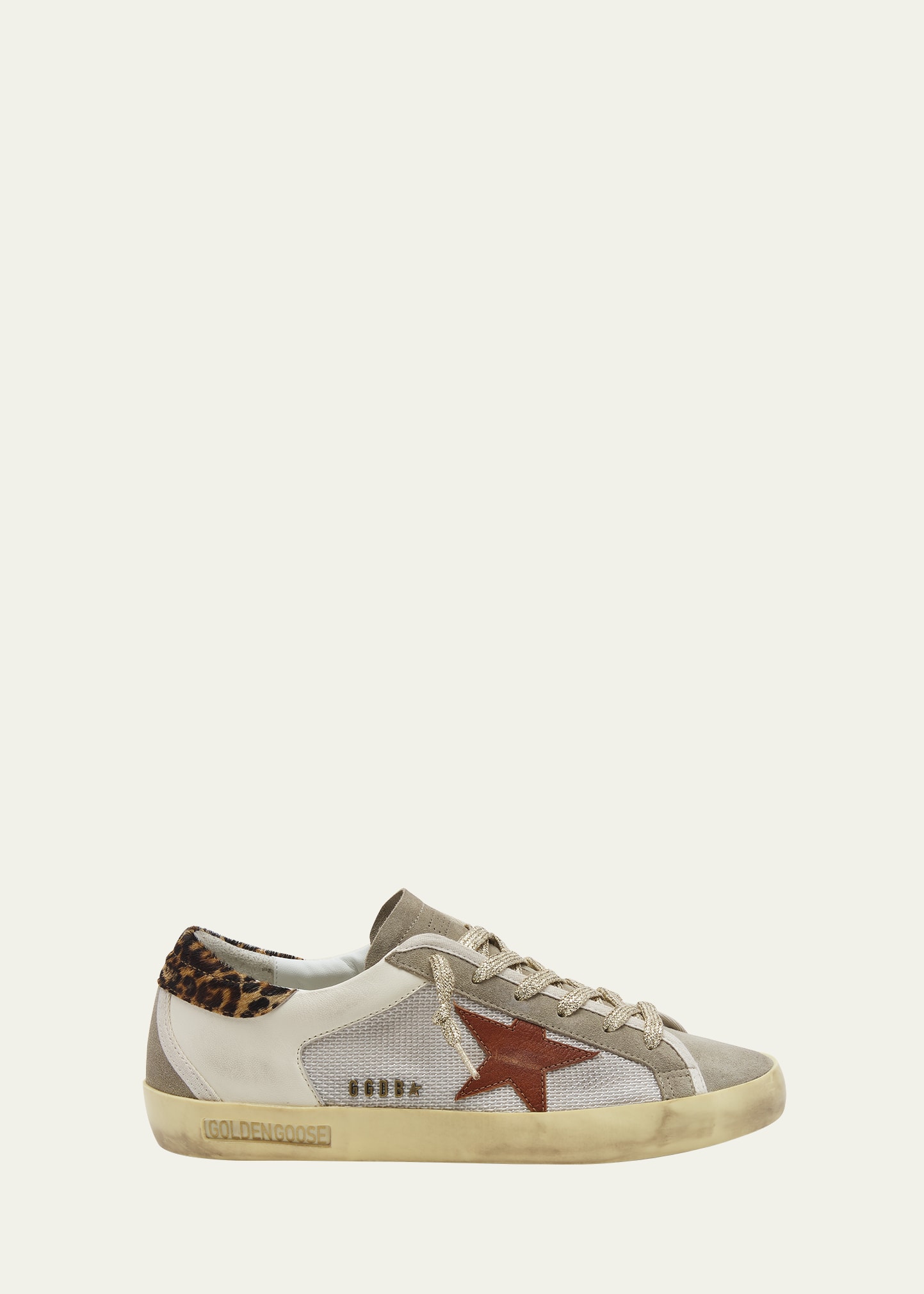 Golden Goose Superstar Leather Net Low-top Sneakers In Silver White Ecru