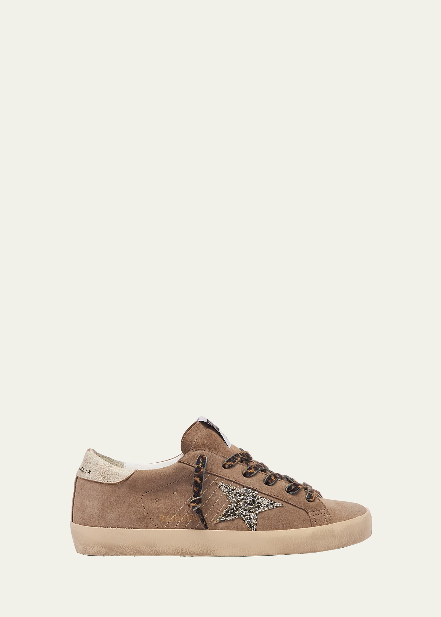Golden Goose Superstar Suede Glitter Low-top Sneakers In Taupe/platinum/wh