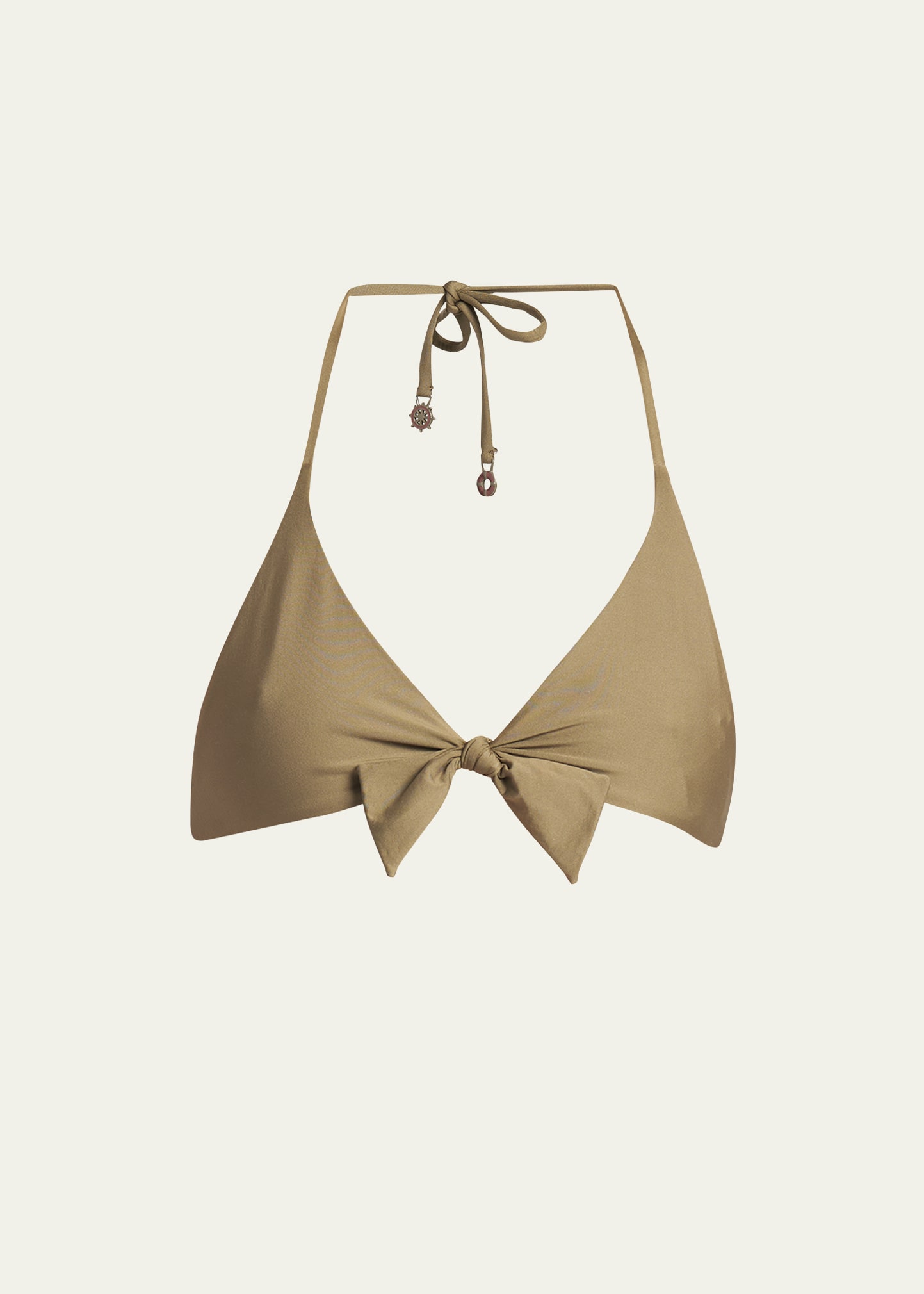 Loro Piana Bow-detailed Halterneck Bikini Top In H0ji Summer Kaki