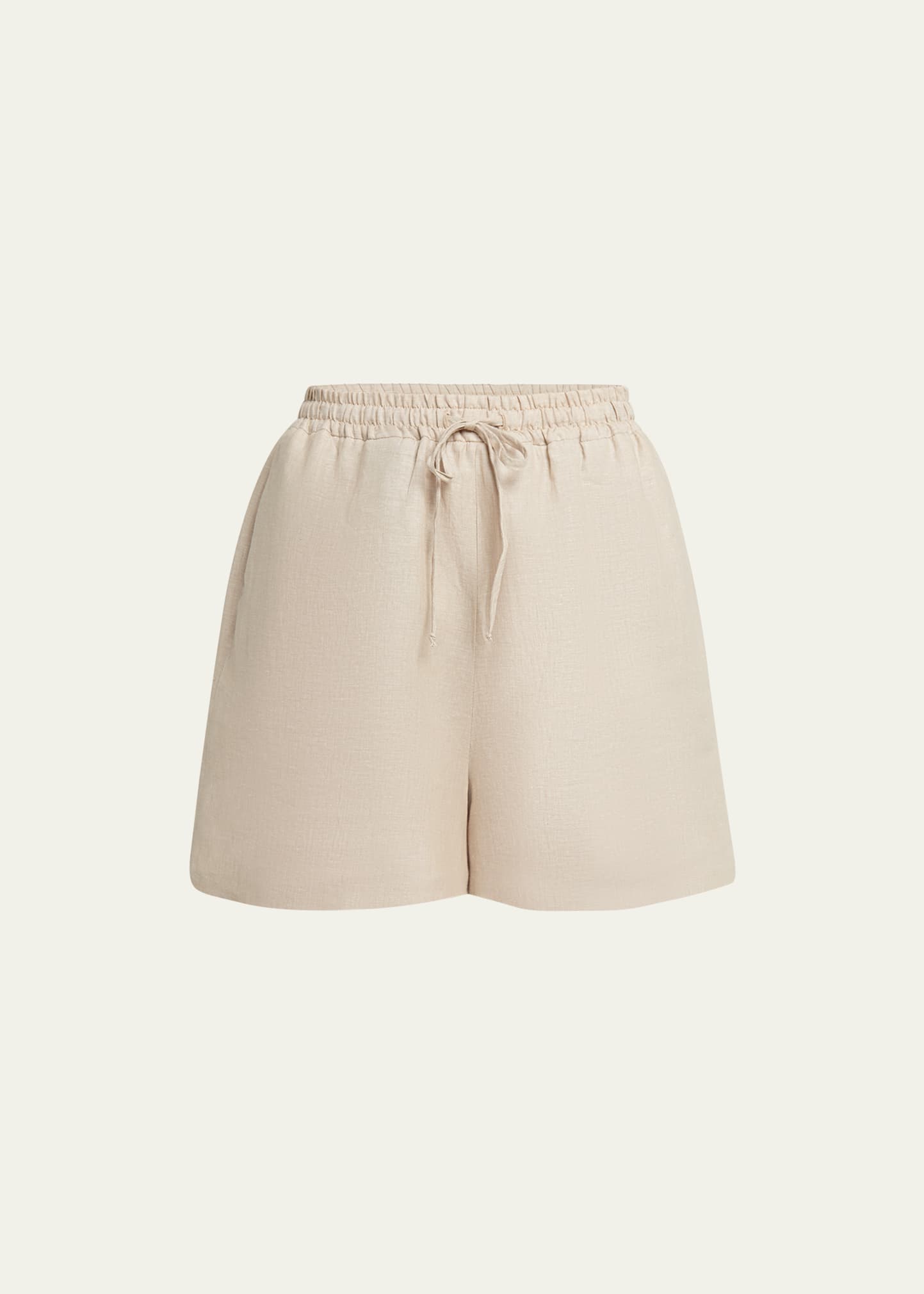 Loro Piana Berm Perth Solaire Drawstring Linen Shorts In D0cp Grain Beige