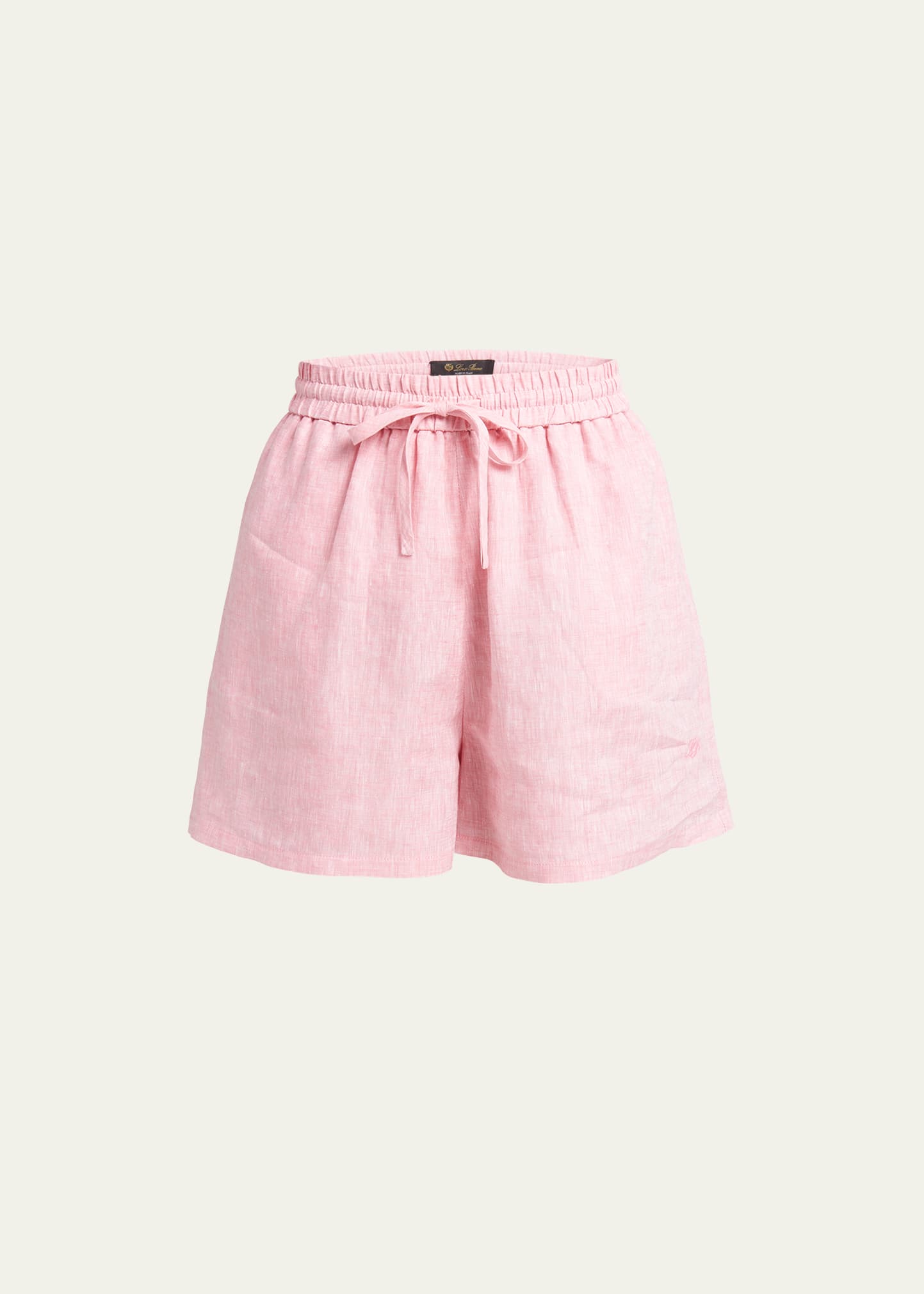 Loro Piana Berm Perth Solaire Drawstring Linen Shorts In 3793 Pink Flaming