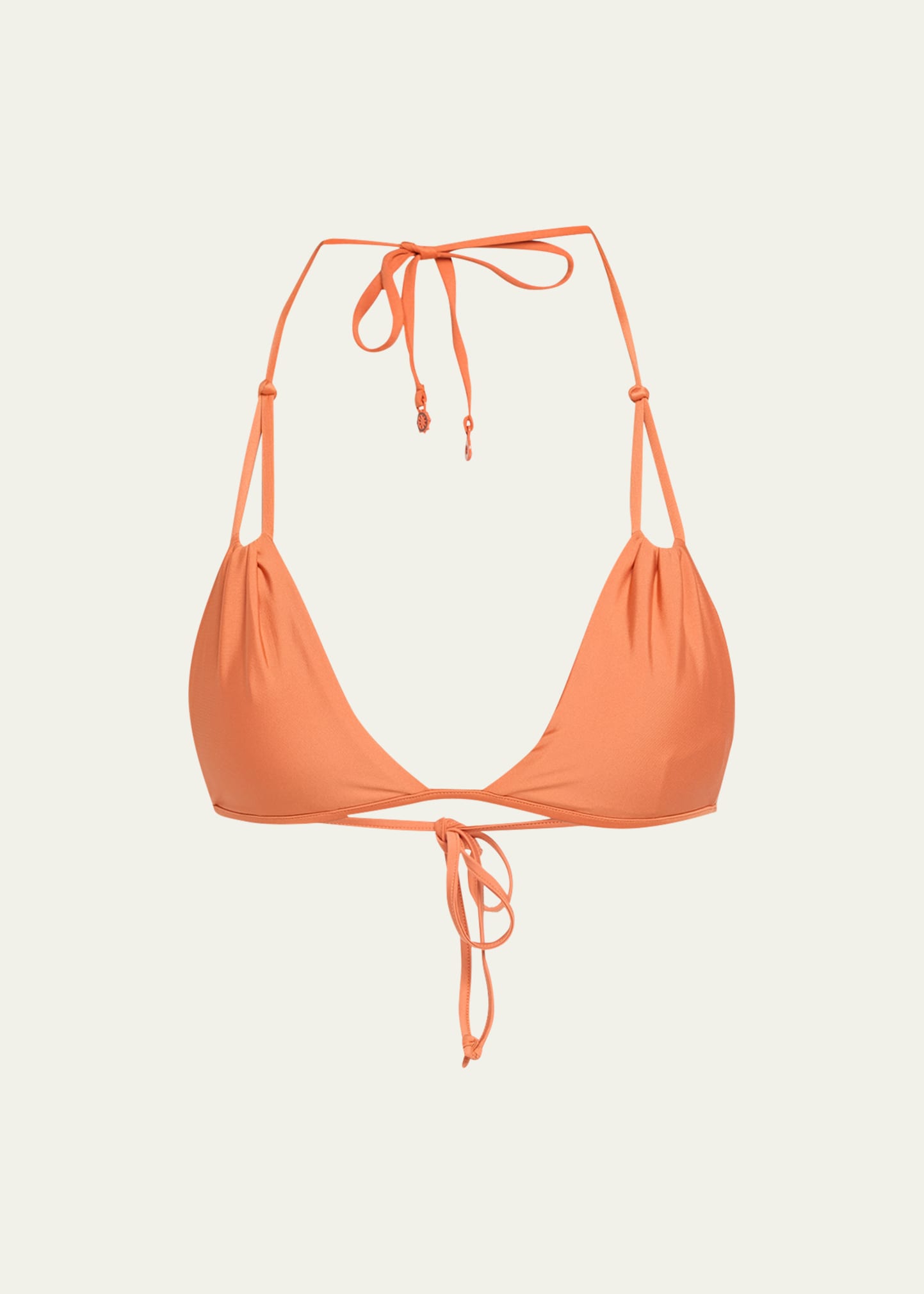 Shop Loro Piana Summer Shell Pleated Triangle Swim Top In P07r Jujube Orang