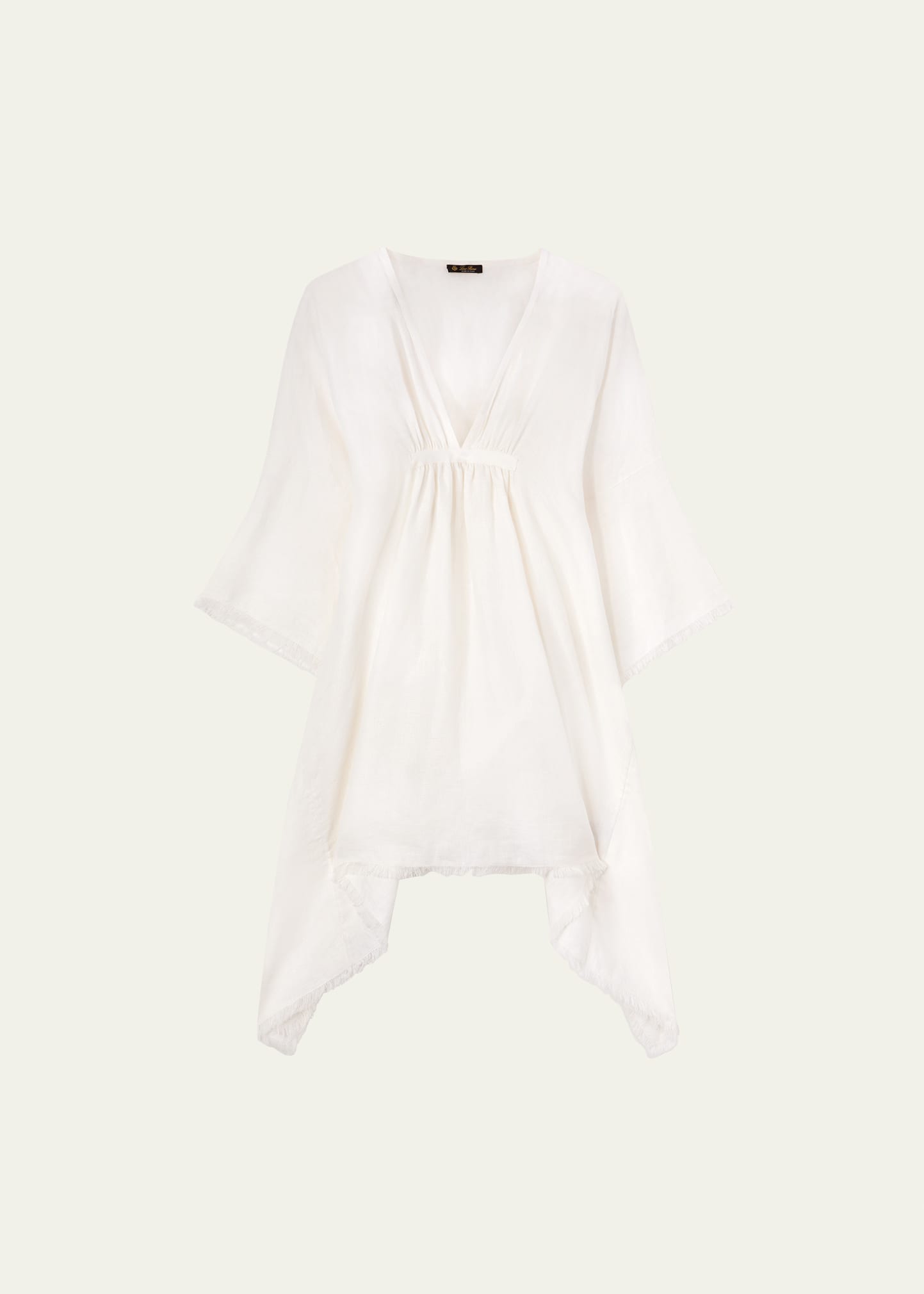 Loro Piana Gloria Breeze Linen Shirtdress With Ruched Front In White