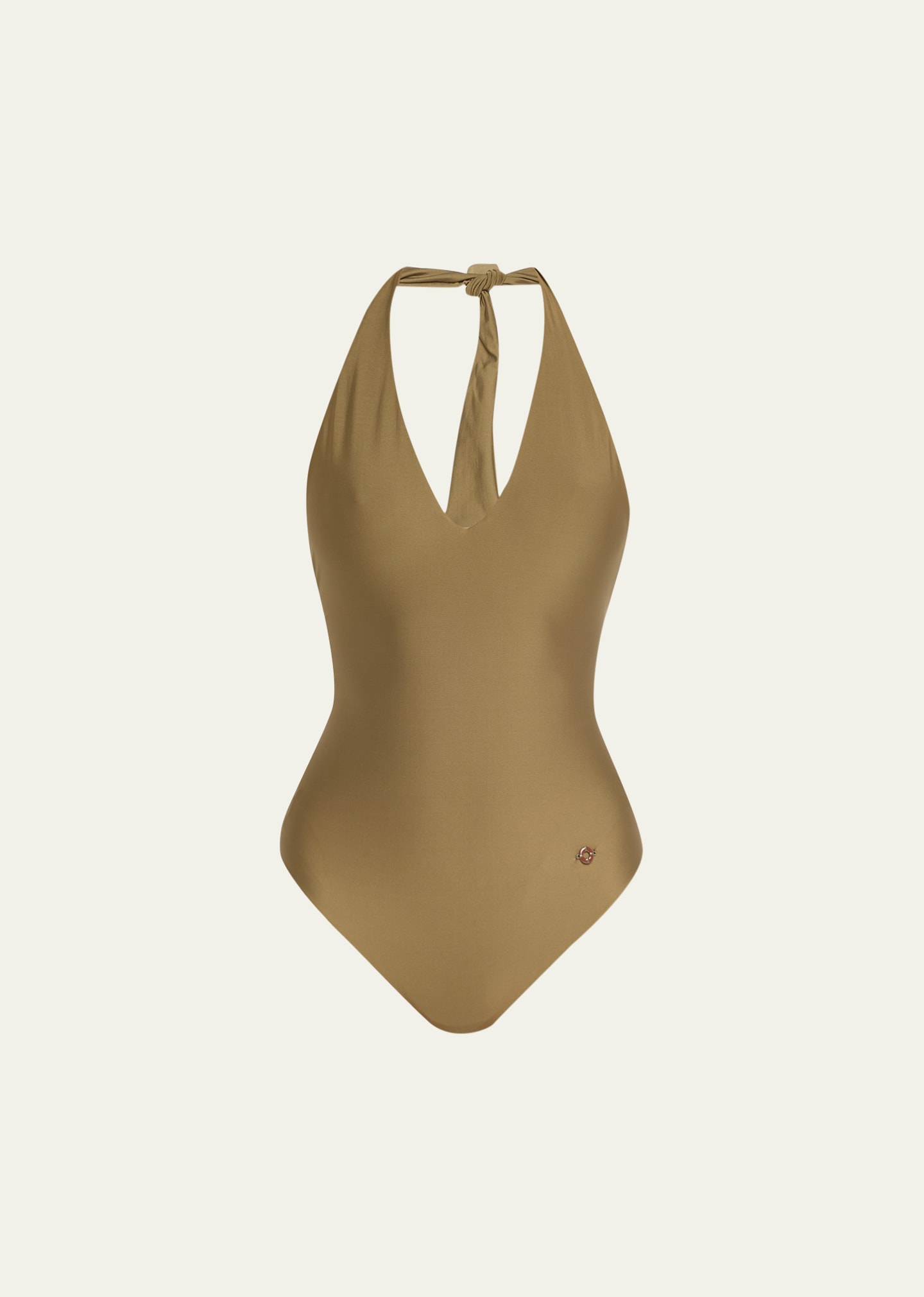 Loro Piana Triangle Flake Summer Shell One-piece Swimsuit In H0ji Summer Kaki