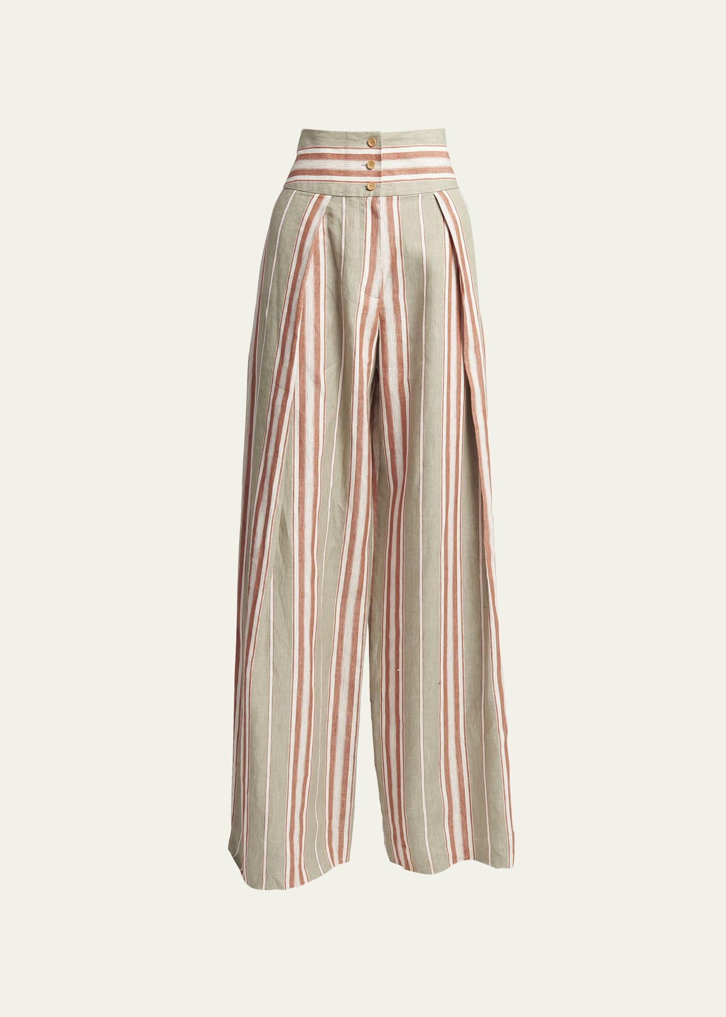 Loro Piana Notan Beach Stripes Linen Pants In F4lq Jujube Orang