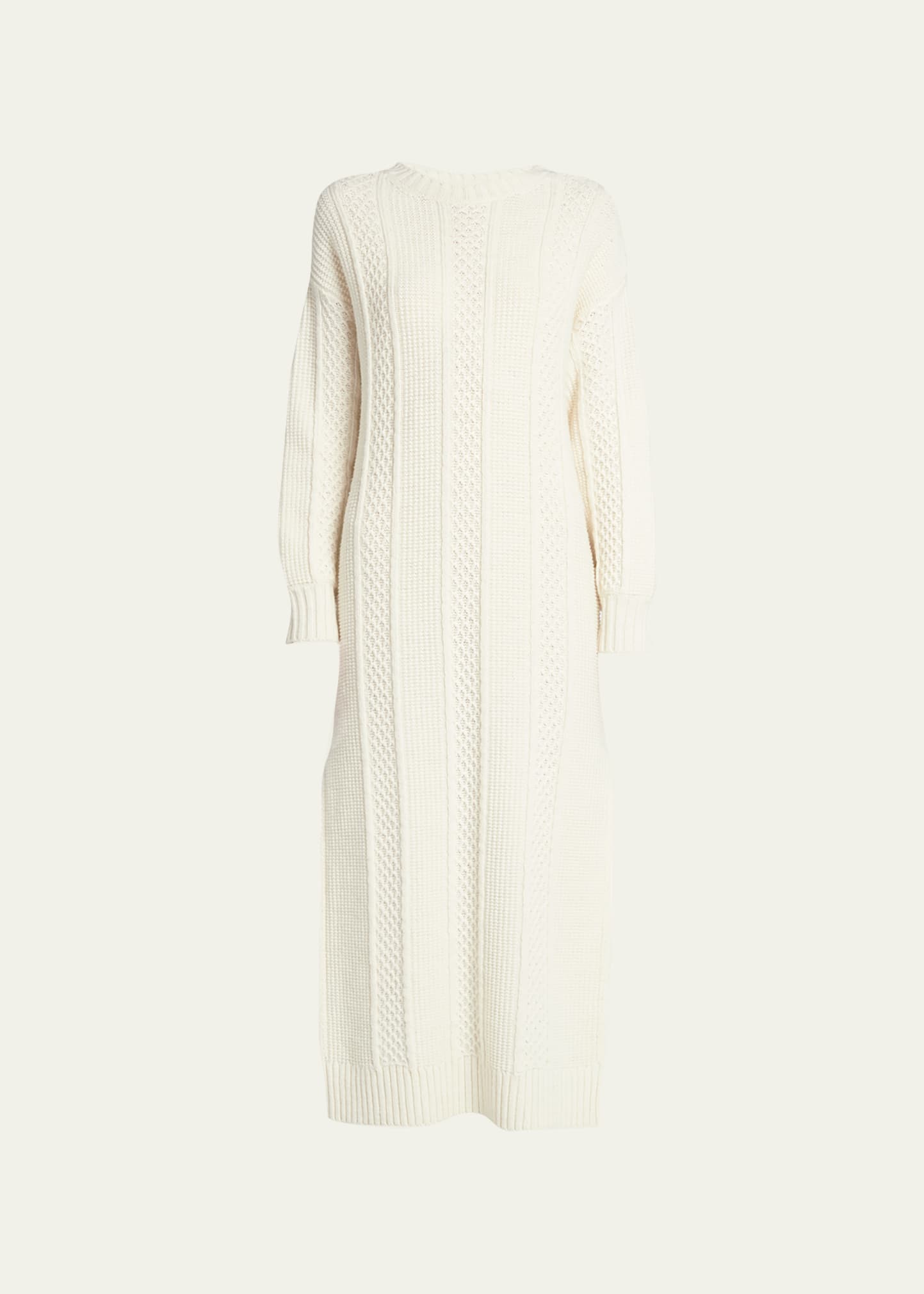 Crewneck Cable-Knit Maxi Sweater Dress