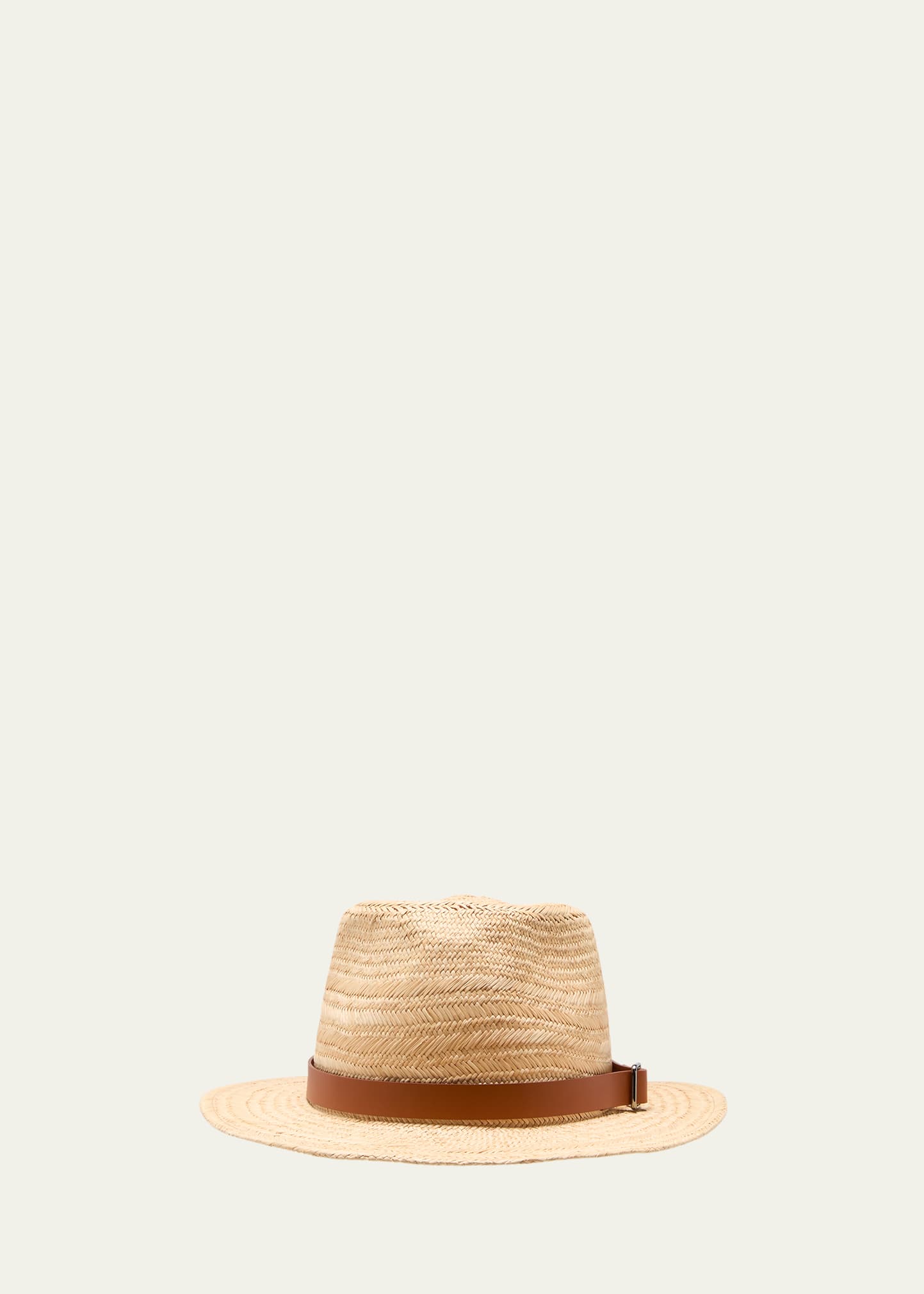 Loro Piana Men's Leather Band Panama Straw Hat In A802 Natural Stra