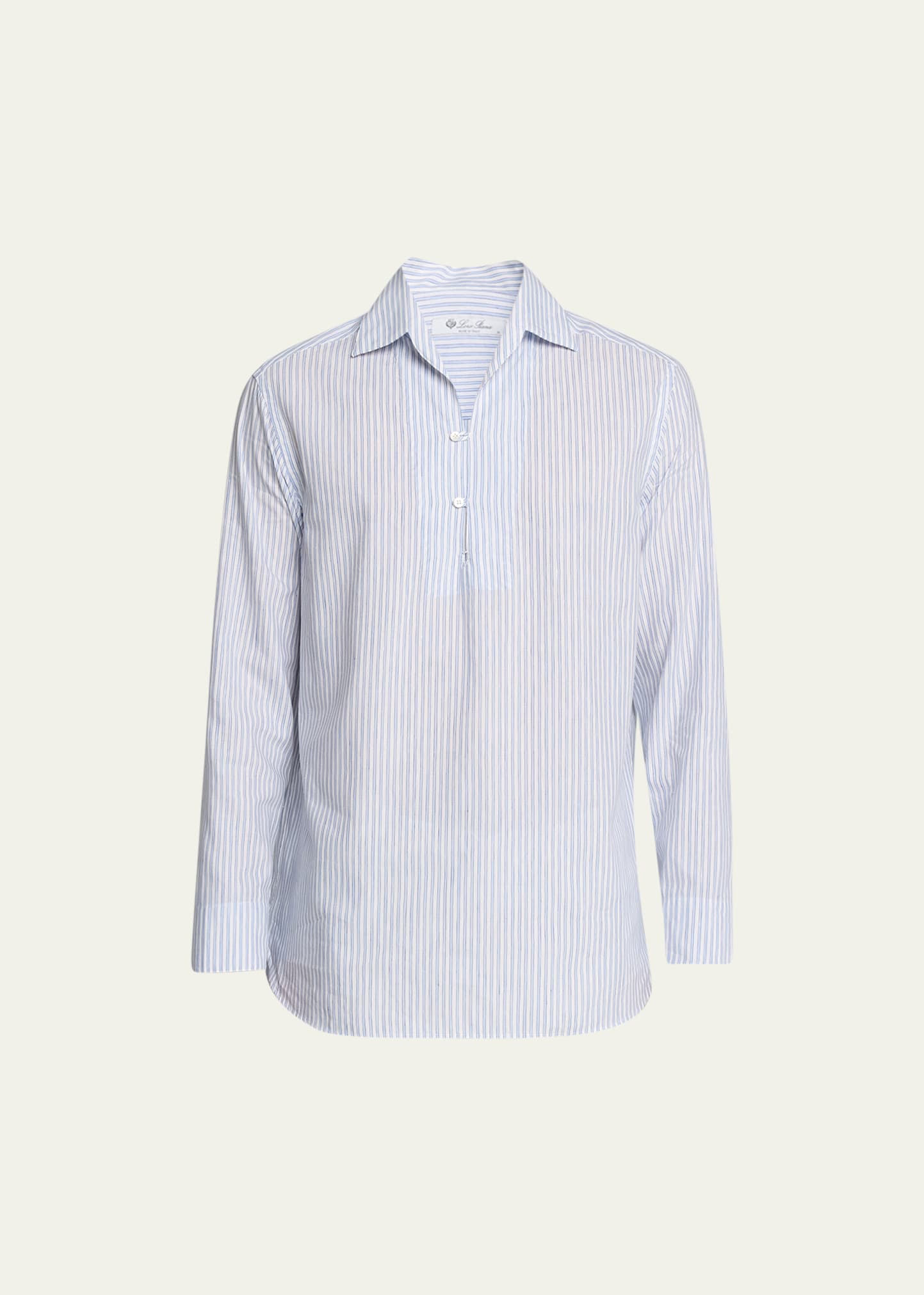 Loro Piana Men's Tahiti Linen-cotton Stripe Casual Button-down Shirt In White Stripes