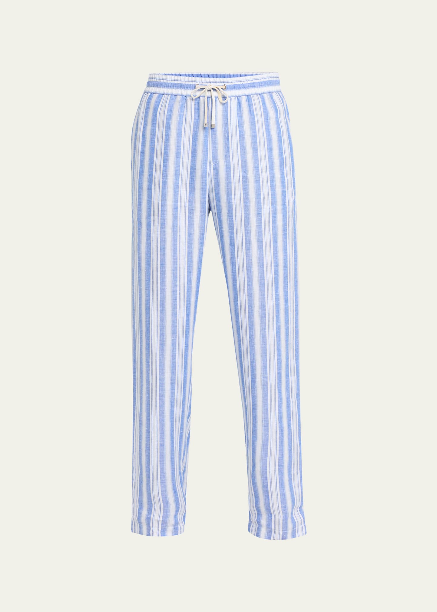 Loro Piana Men's Heirai Stripe Linen Drawstring Pants
