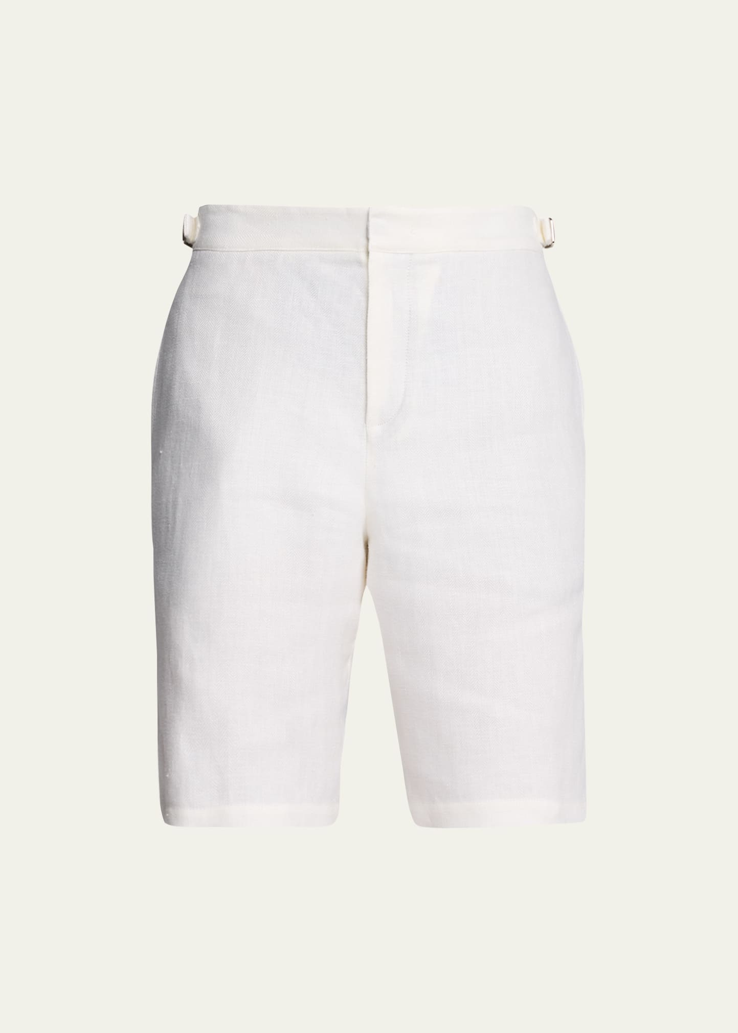 Shop Loro Piana Men's Linen Bermuda Shorts In White