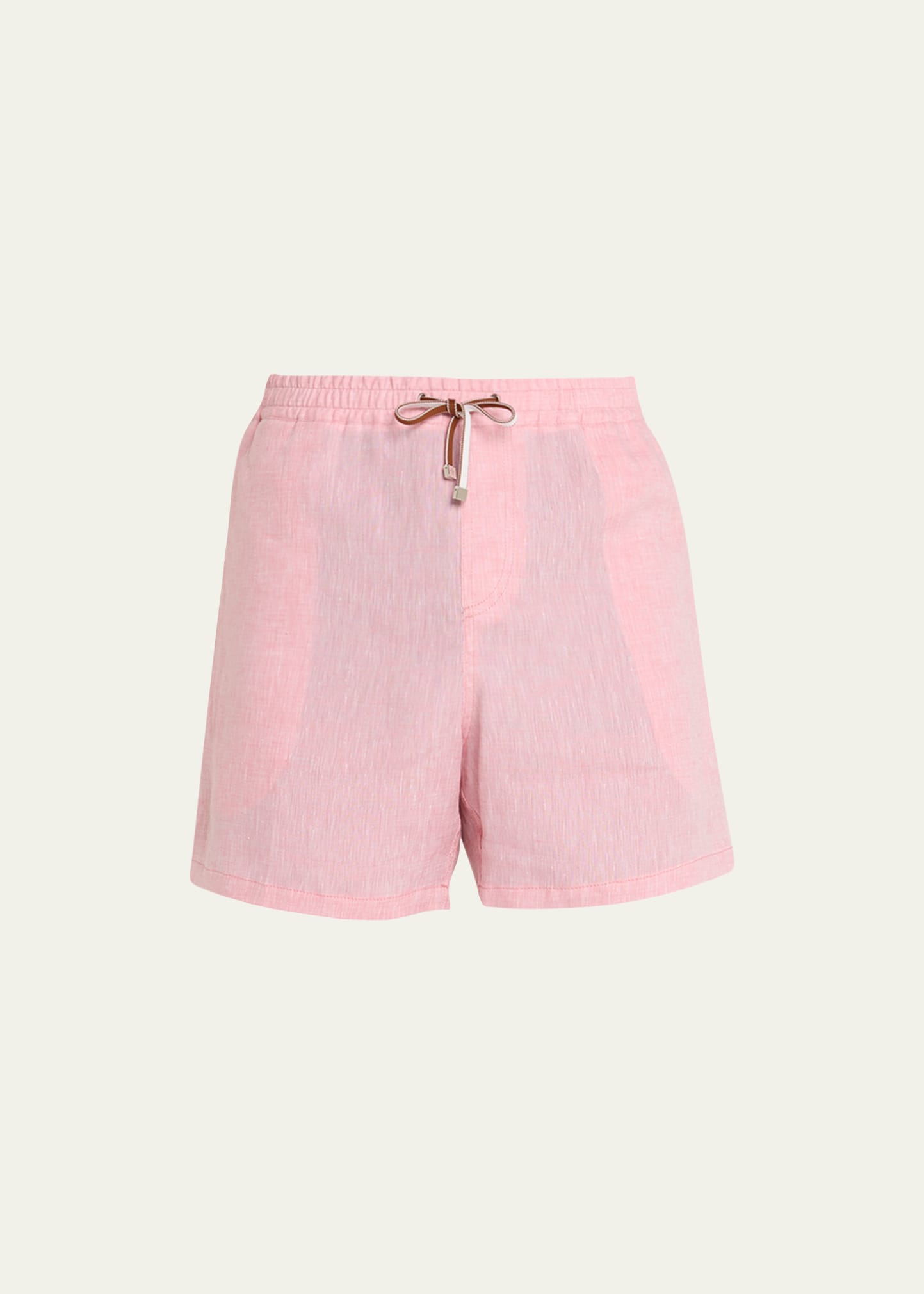 Shop Loro Piana Men's Bermuda Bay Linen Pull-on Bermuda Shorts In Pink Flamingo