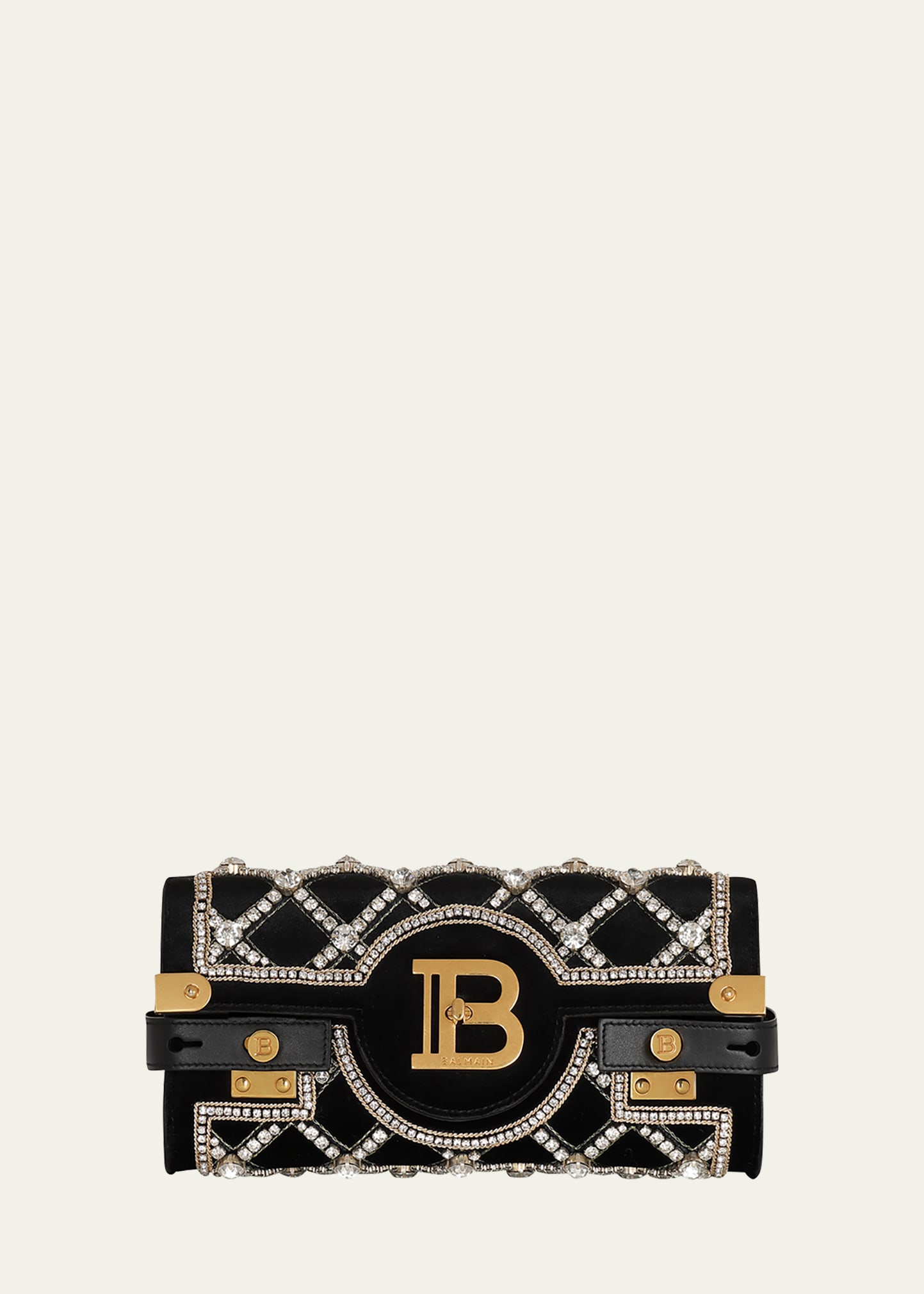 Balmain Bbuzz 23 Embellished Pouch Chain Shoulder Bag In Black