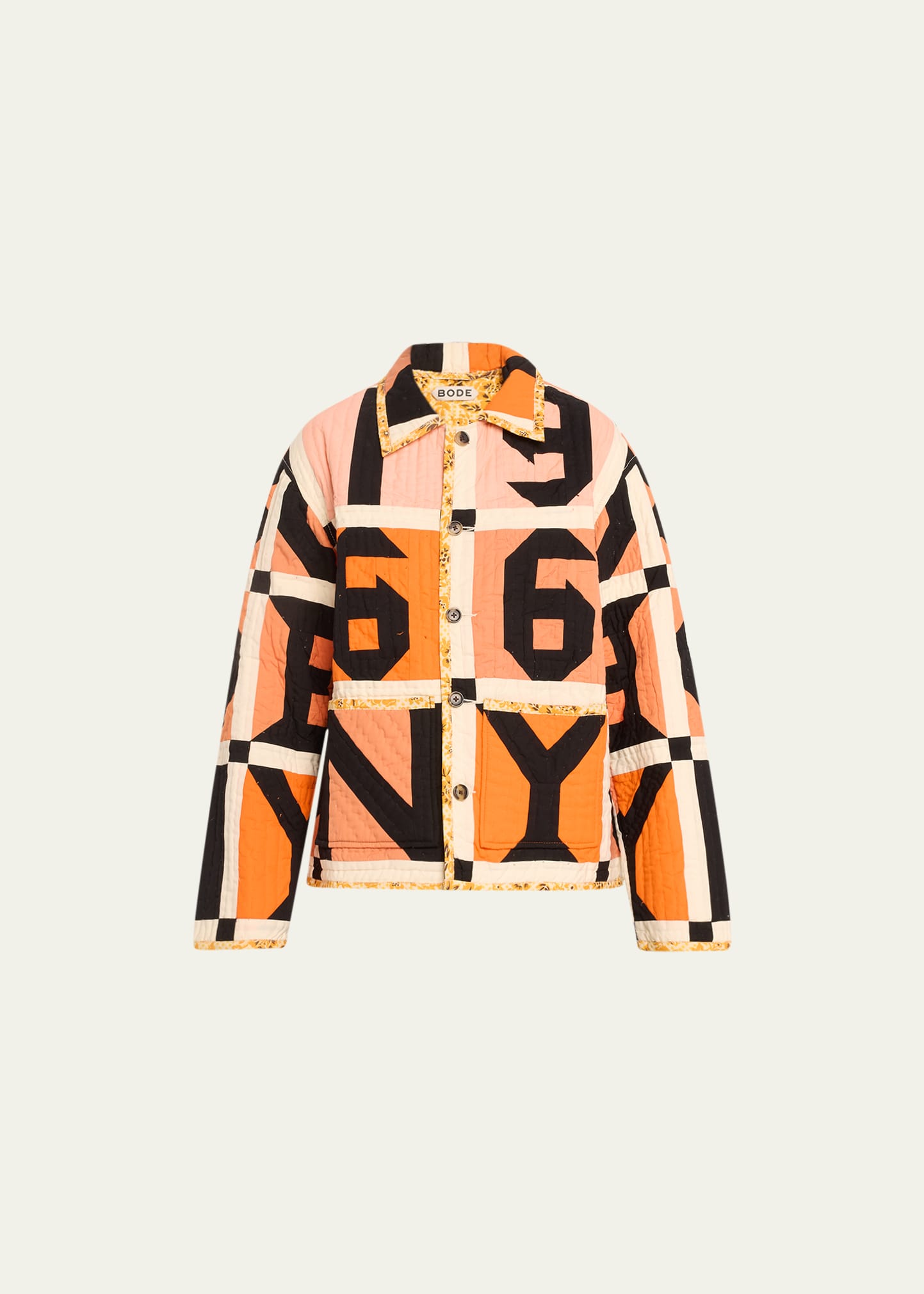 Bode Letter Block Patchwork Shirt Jacket In Ormlt