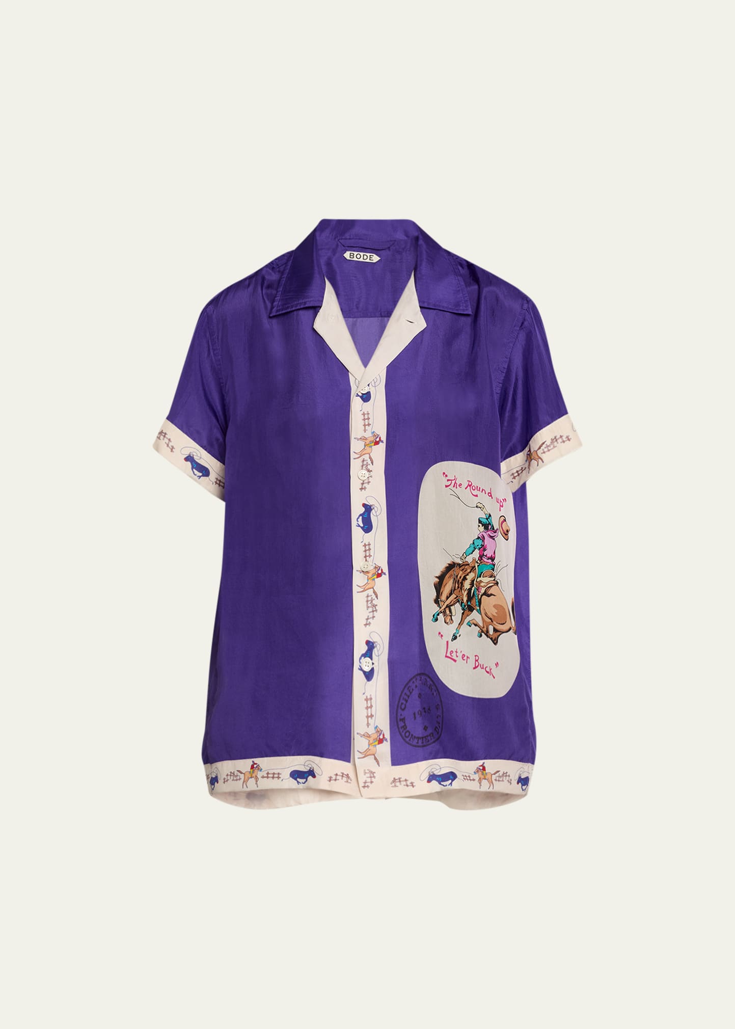 Round Up Printed Silk Camp Shirt
