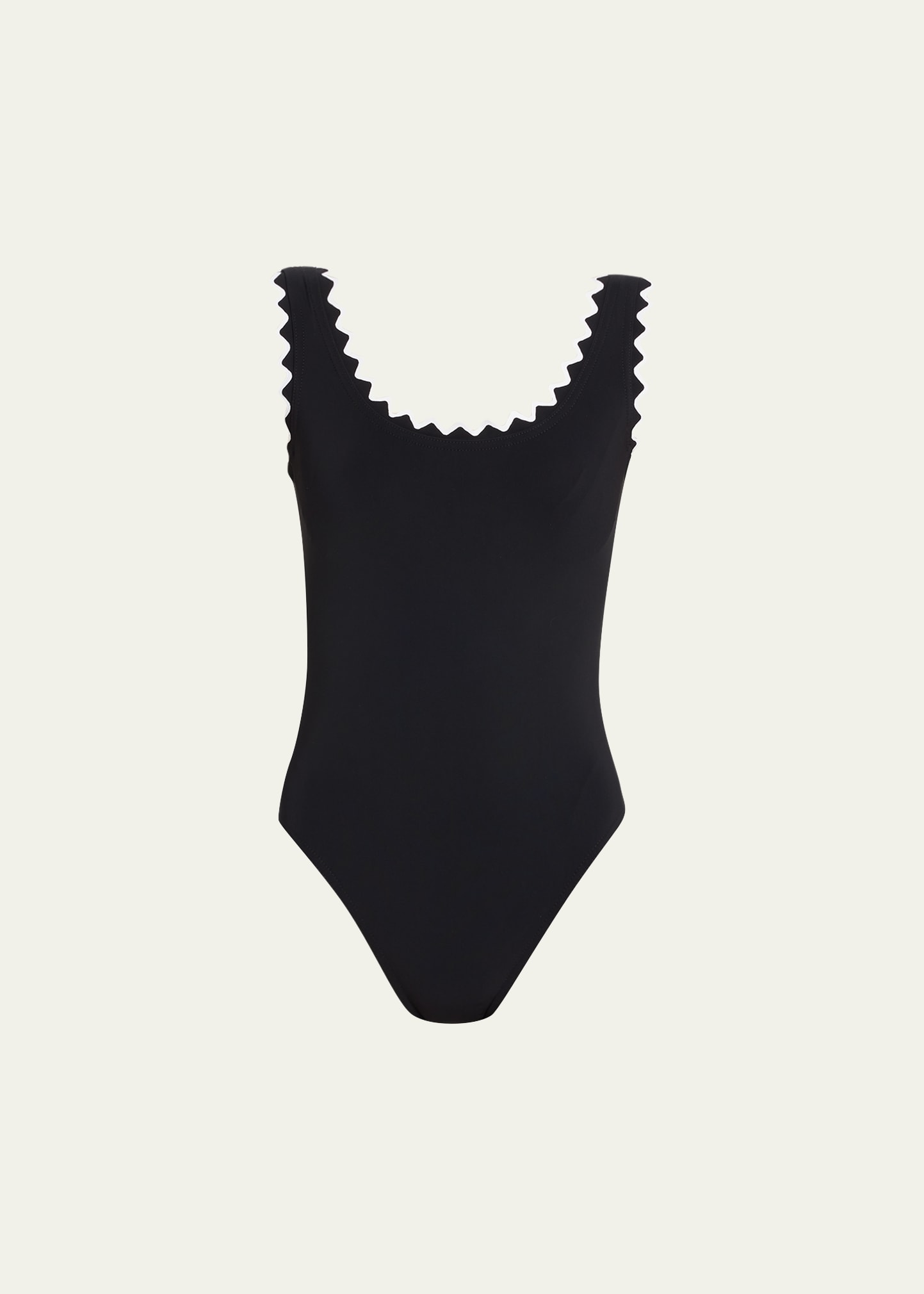 Shop Karla Colletto Amaya Round-neck Tank One-piece Swimsuit In Blackwhite