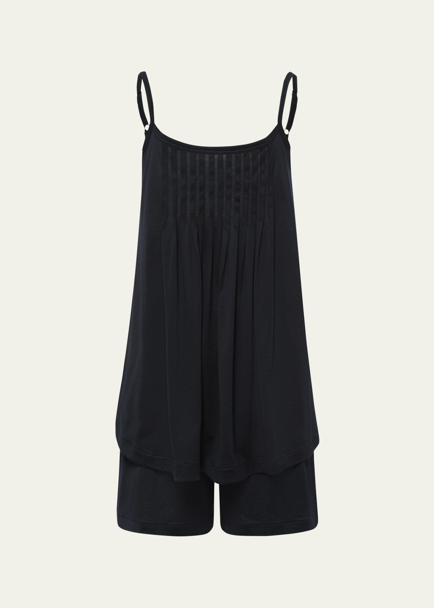 Hanro Julia Short Scoop-neck Pintuck Pajama Set In Black