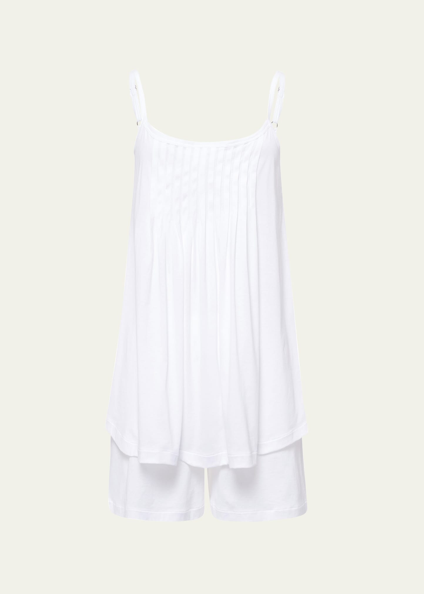 Hanro Julia Short Scoop-neck Pintuck Pajama Set In White