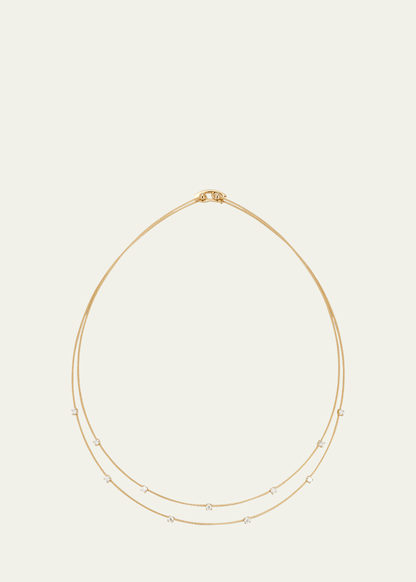 18K Yellow Gold Double Wire Necklace with Diamonds