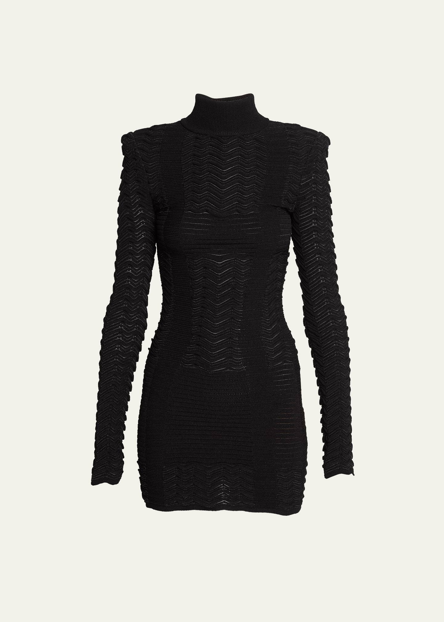 Shop Balmain Chevron Body-con Mini Dress In Black