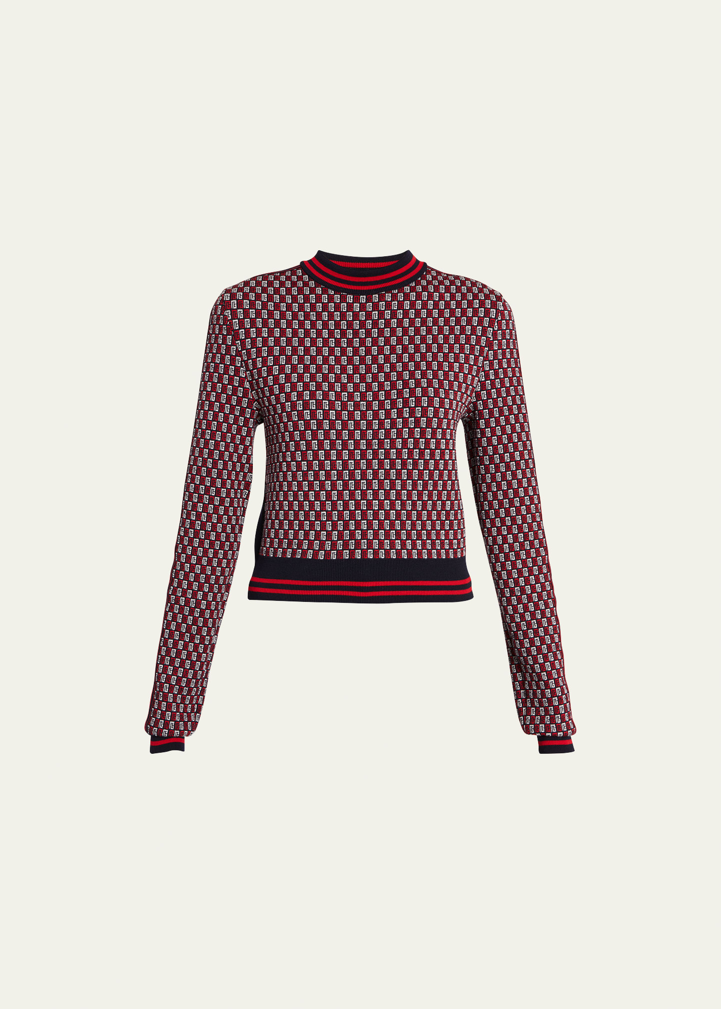 Balmain Sweater In Wool With Jacquard Pattern In Navy Multi