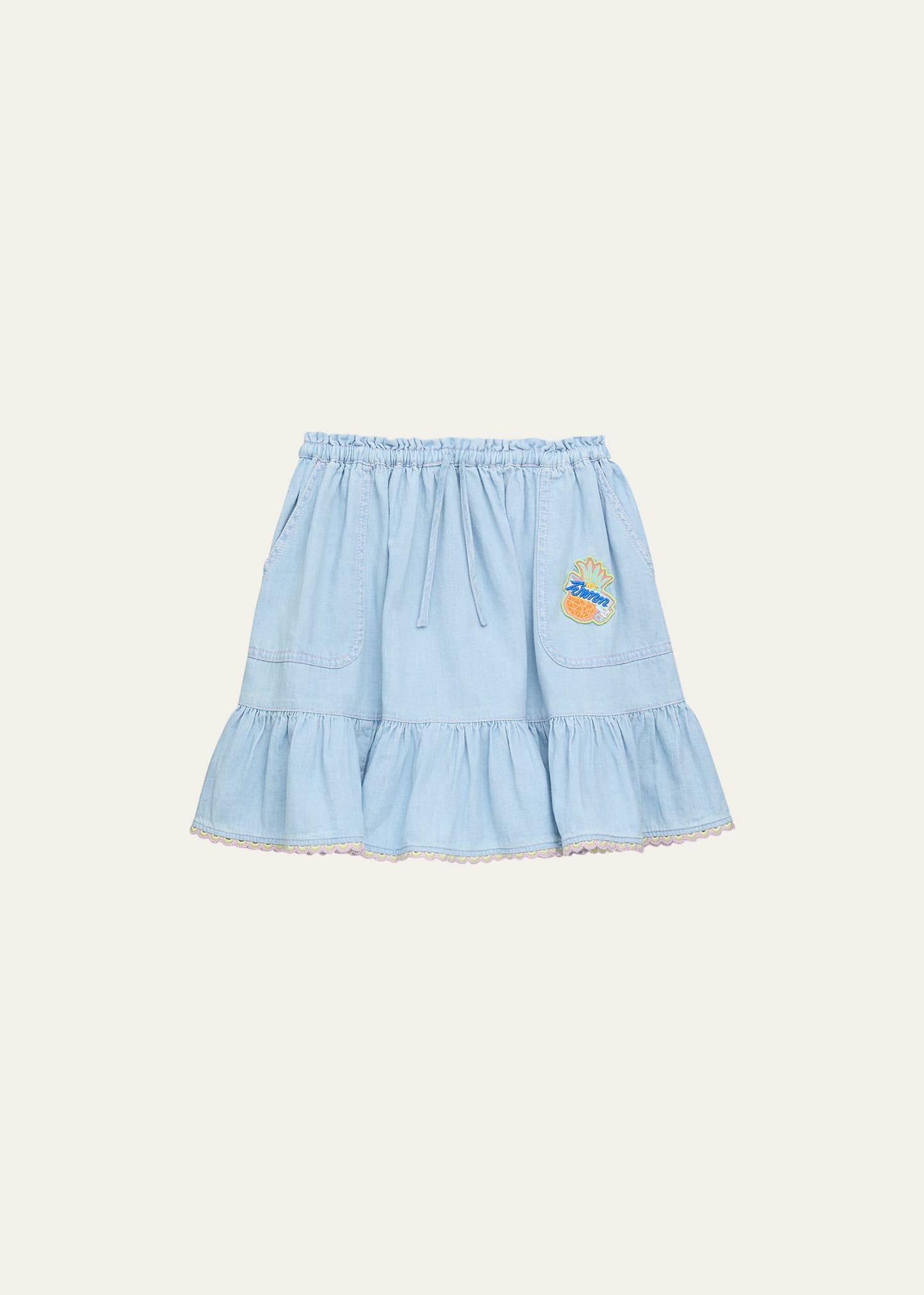 Zimmermann Kids' Girl's Halcyon Denim Skirt In Misty Blue