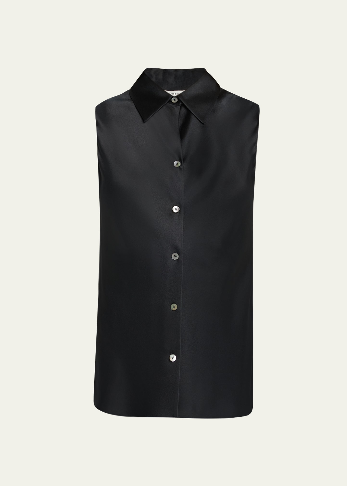Vince Sleeveless Bias-cut Silk Shirt In Black