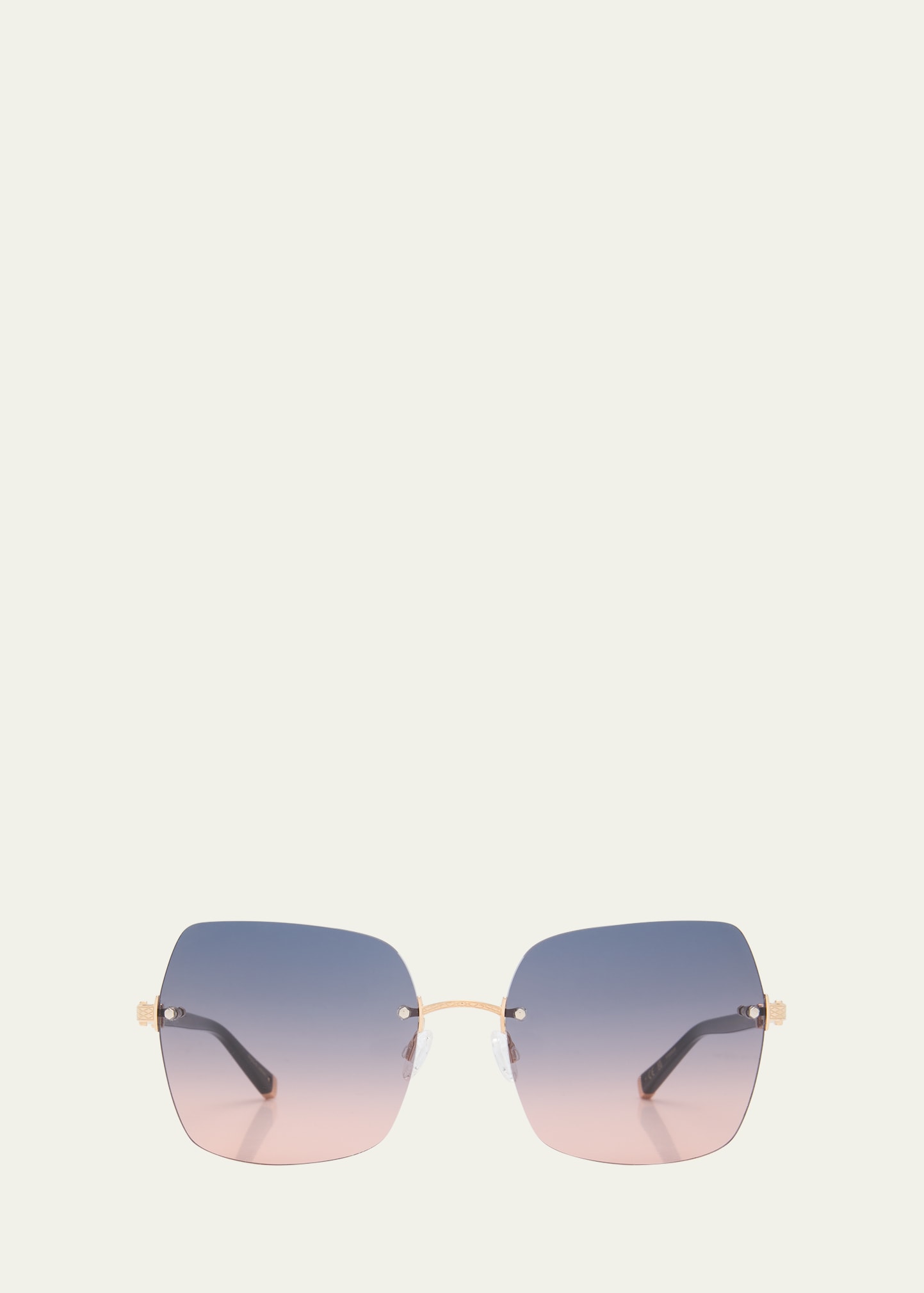 Barton Perreira Angie Black & Gold Mixed-media Butterfly Sunglasses In Angie Rimless Bla