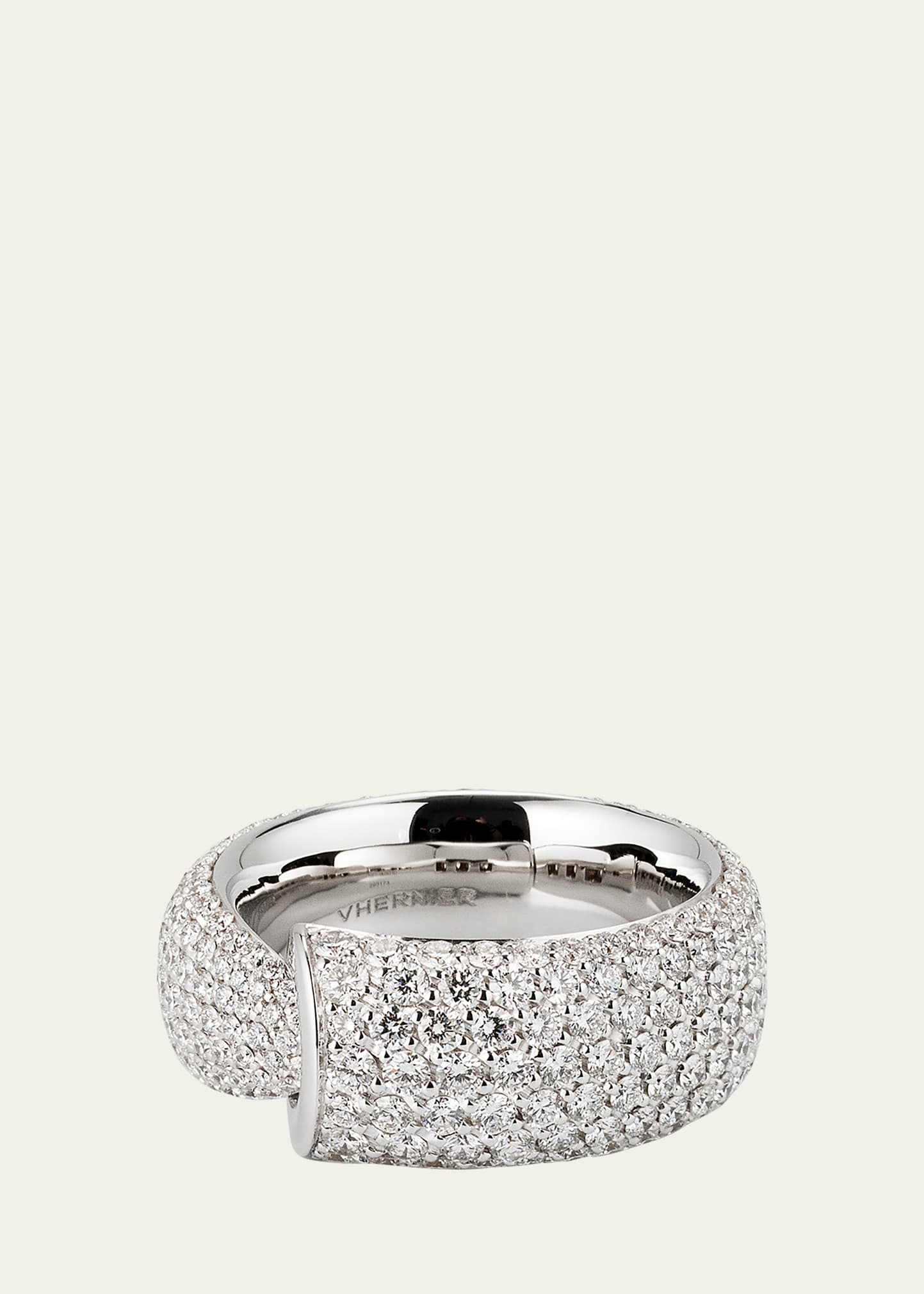 Shop Vhernier Calla 18k White Gold One Ring With Diamonds