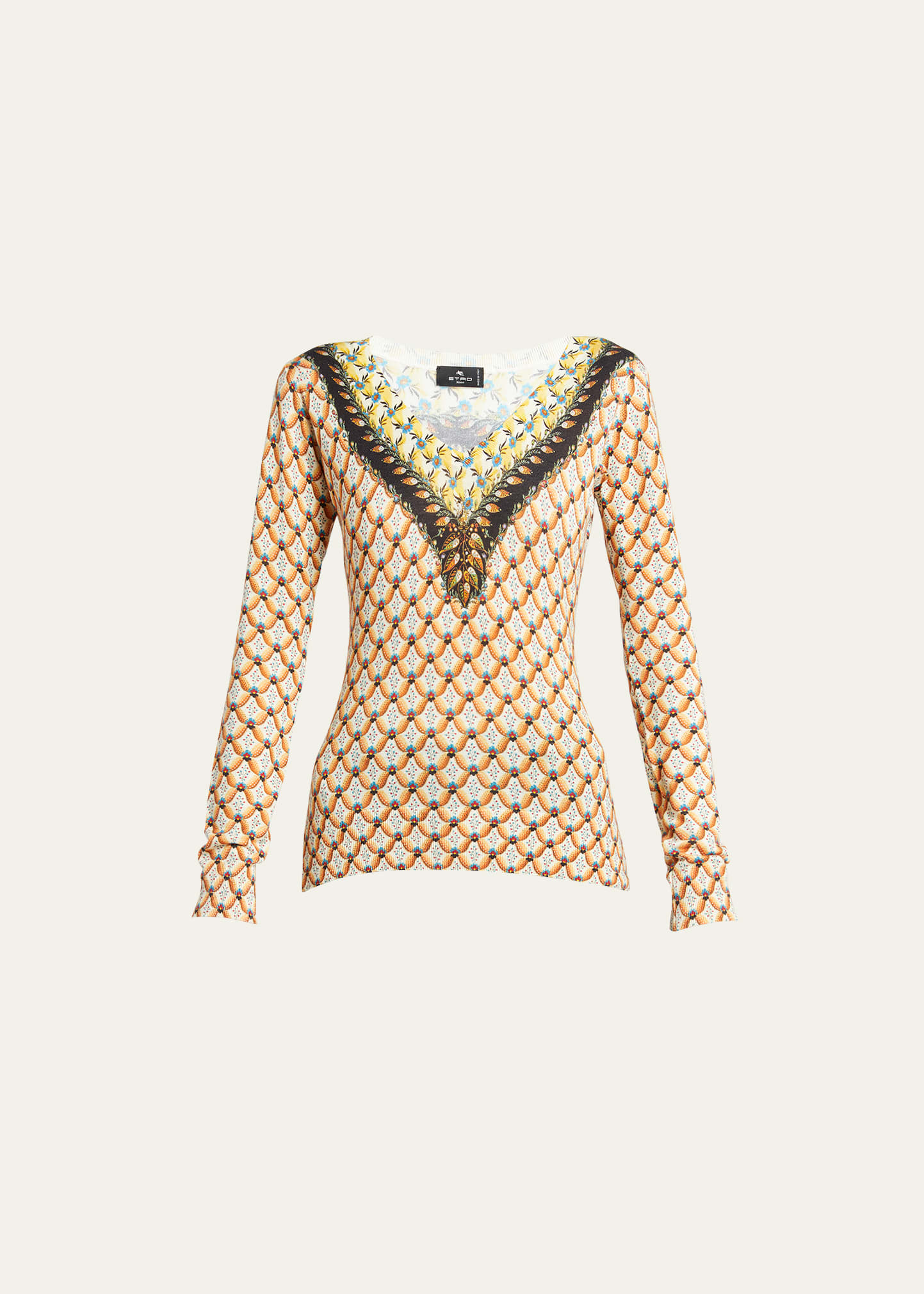 ETRO CASHMERE MICRO-FLORAL KNIT TOP