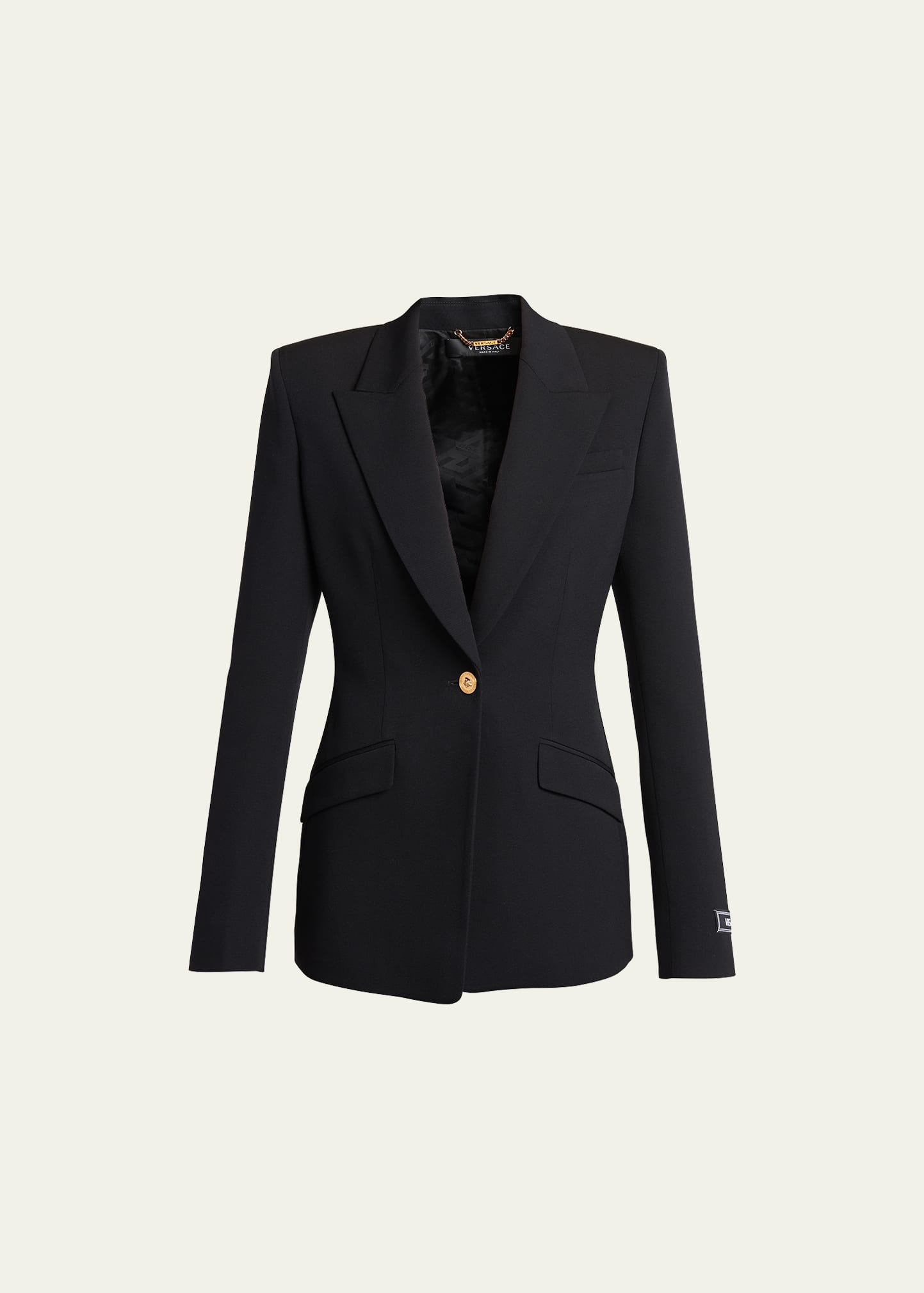 Shop Versace Wool Informal Blazer Jacket In Black