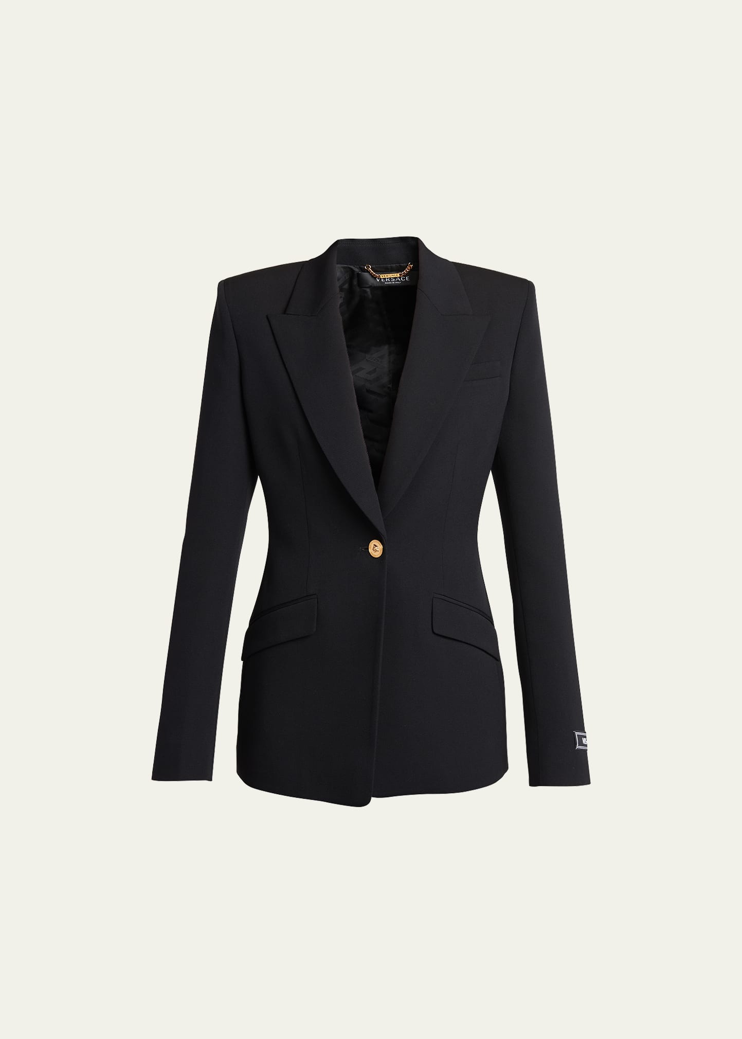 Versace Single-breasted Wool Blazer In Black