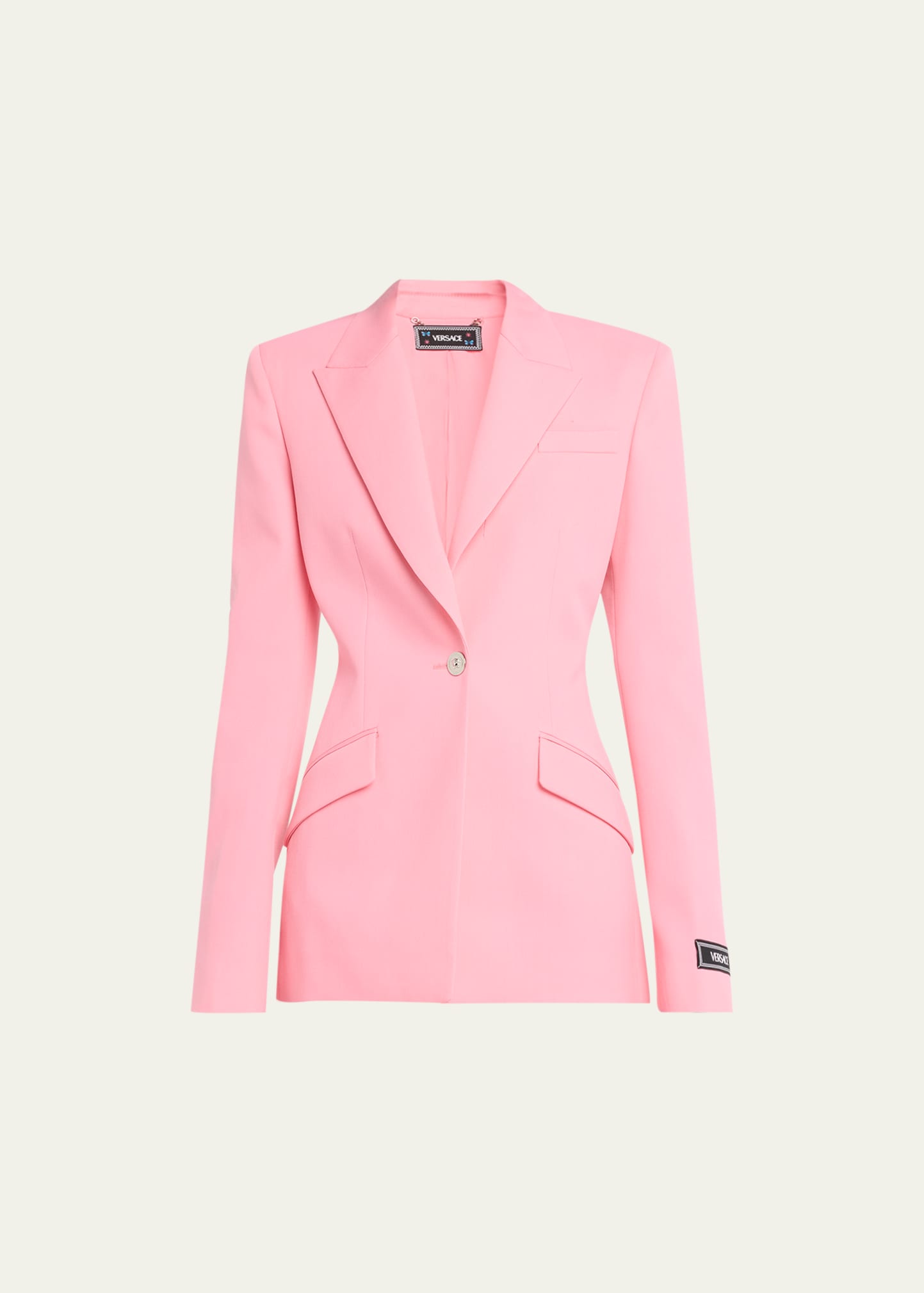 Versace Pink Jacquard Allover Jacket In Pastel Pink