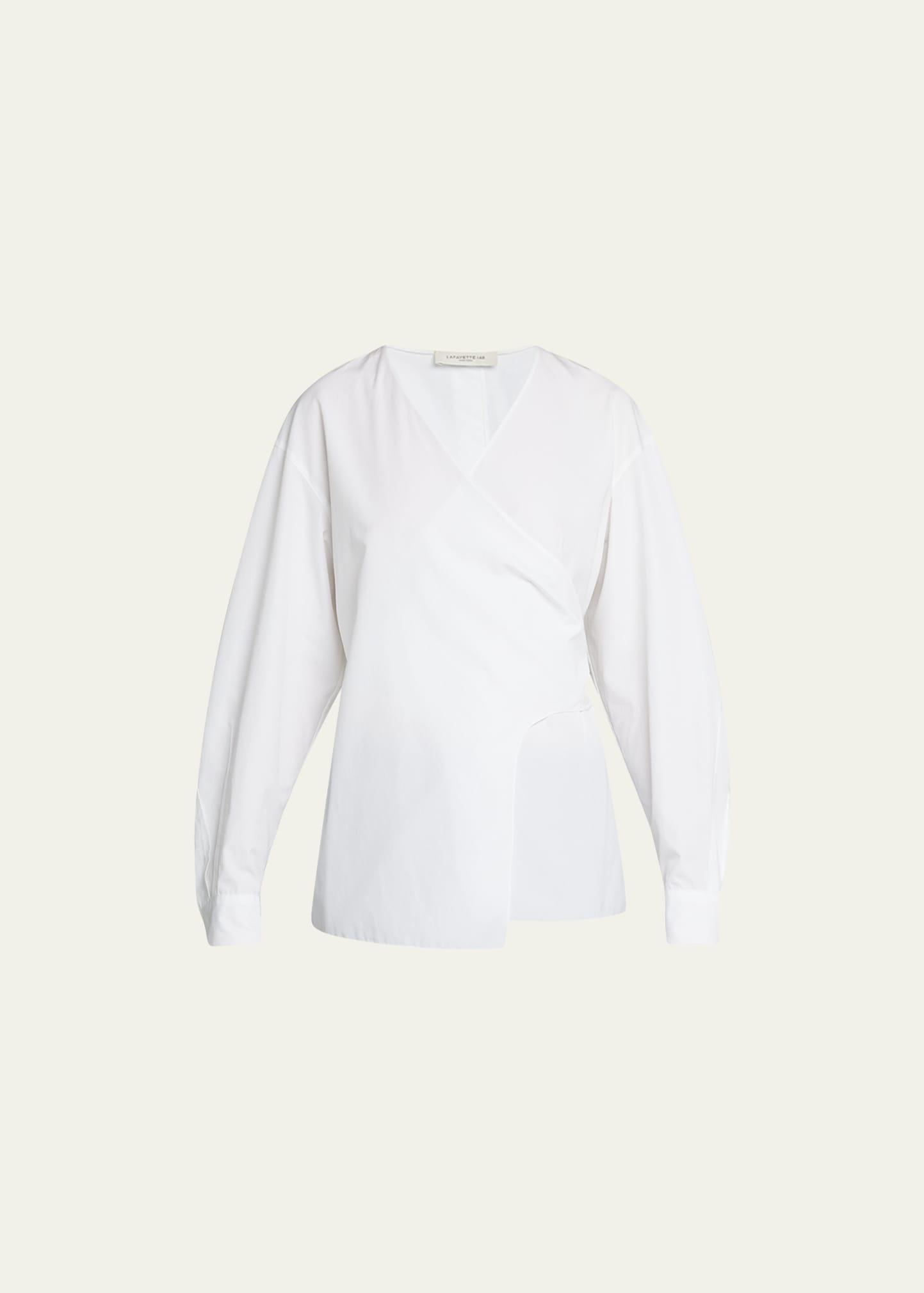 Lafayette 148 Pleated-sleeve Wrap Blouse In White