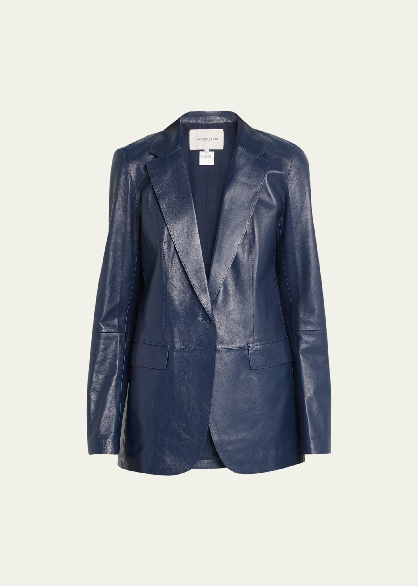 Nappa Leather Flap Pocket Single-Button Blazer