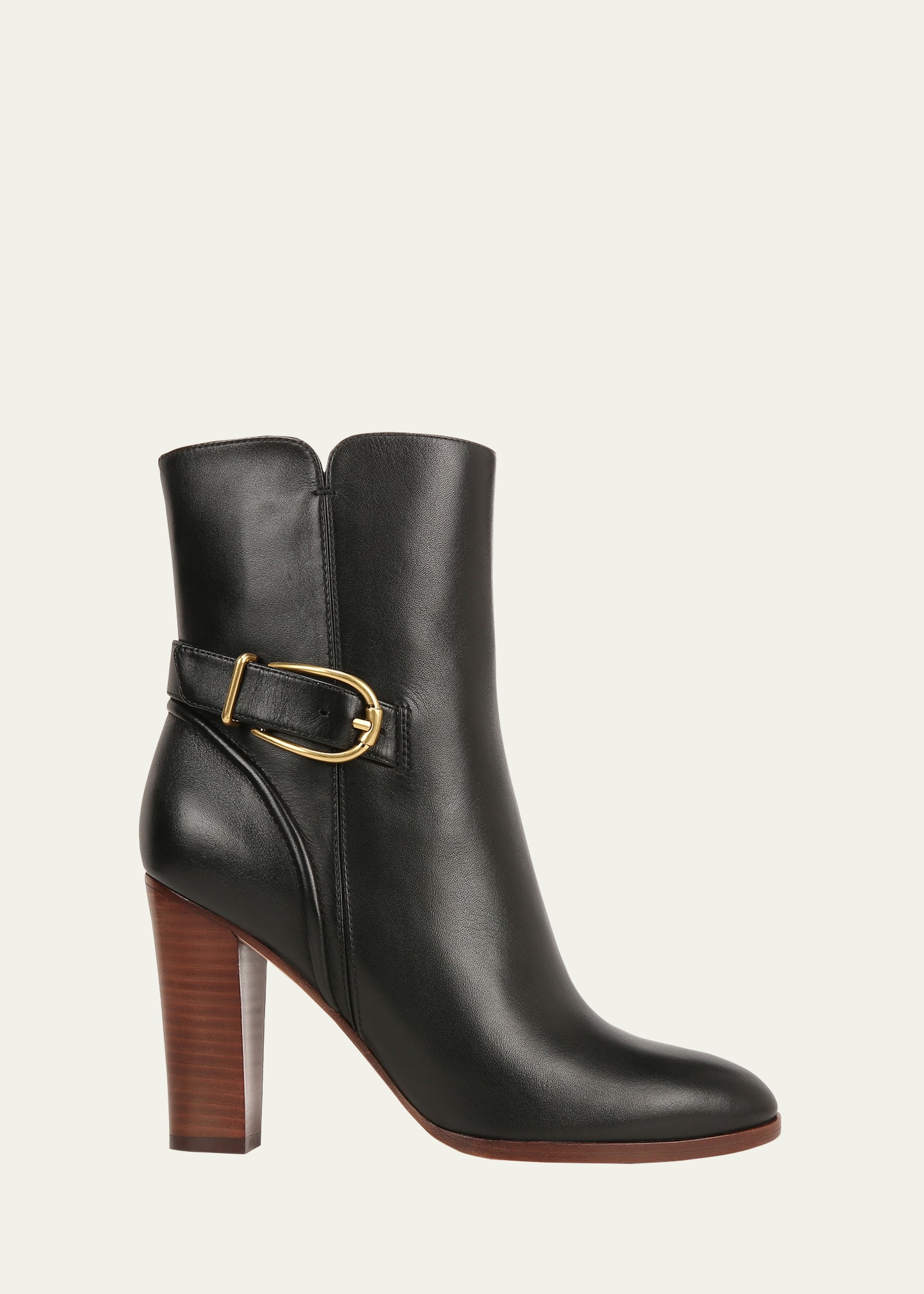 VERONICA BEARD LEATHER BUCKLE ANKLE BOOTIES