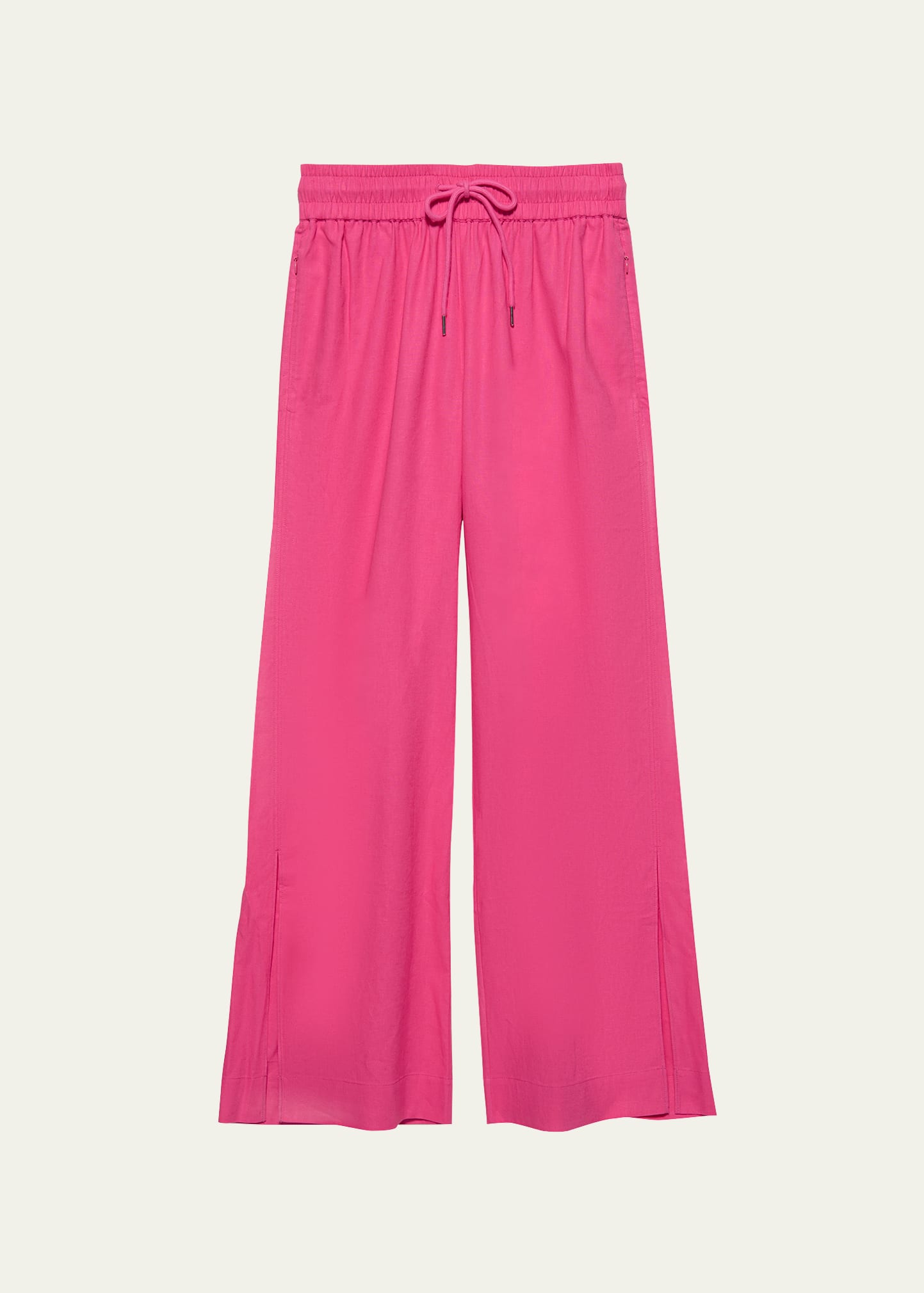 Frame Drawstring Linen-blend Wide-leg Trousers In Flamingo