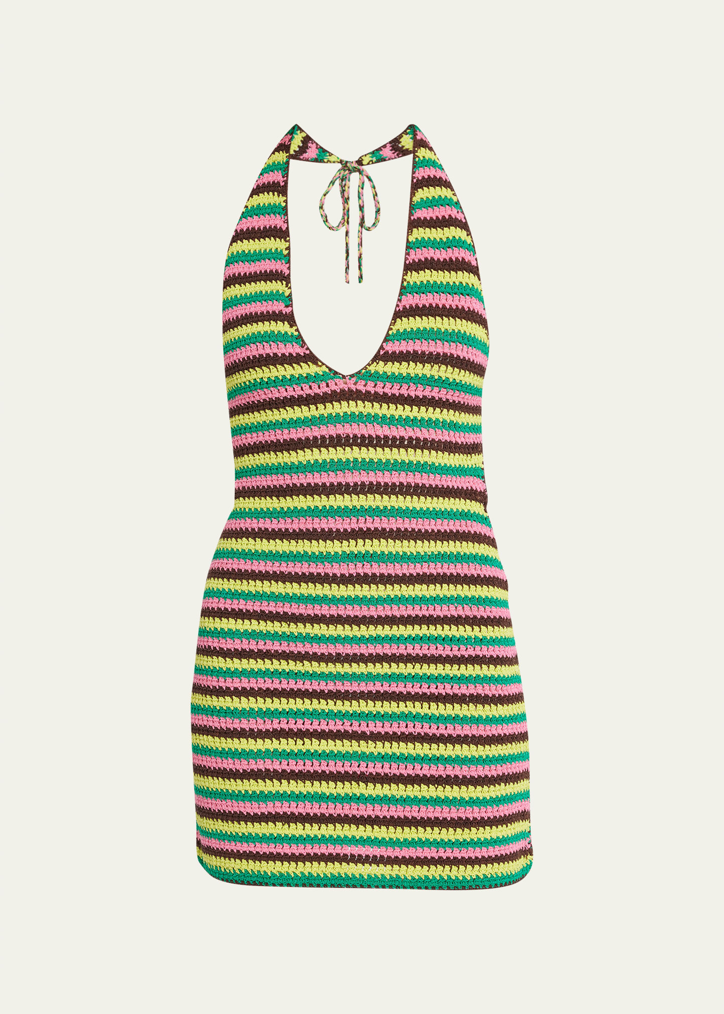 Frame Multicolor Striped Minidress In Hot Pink M