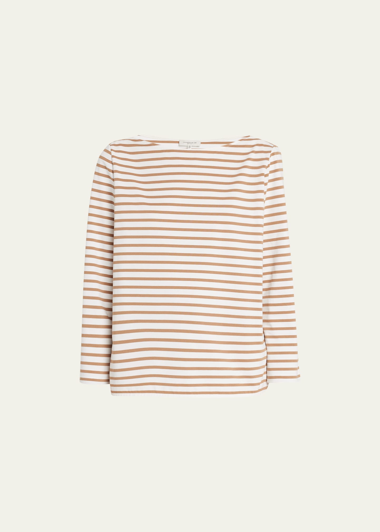 Lafayette 148 New York Striped Boat-Neck 3/4-Sleeve Top