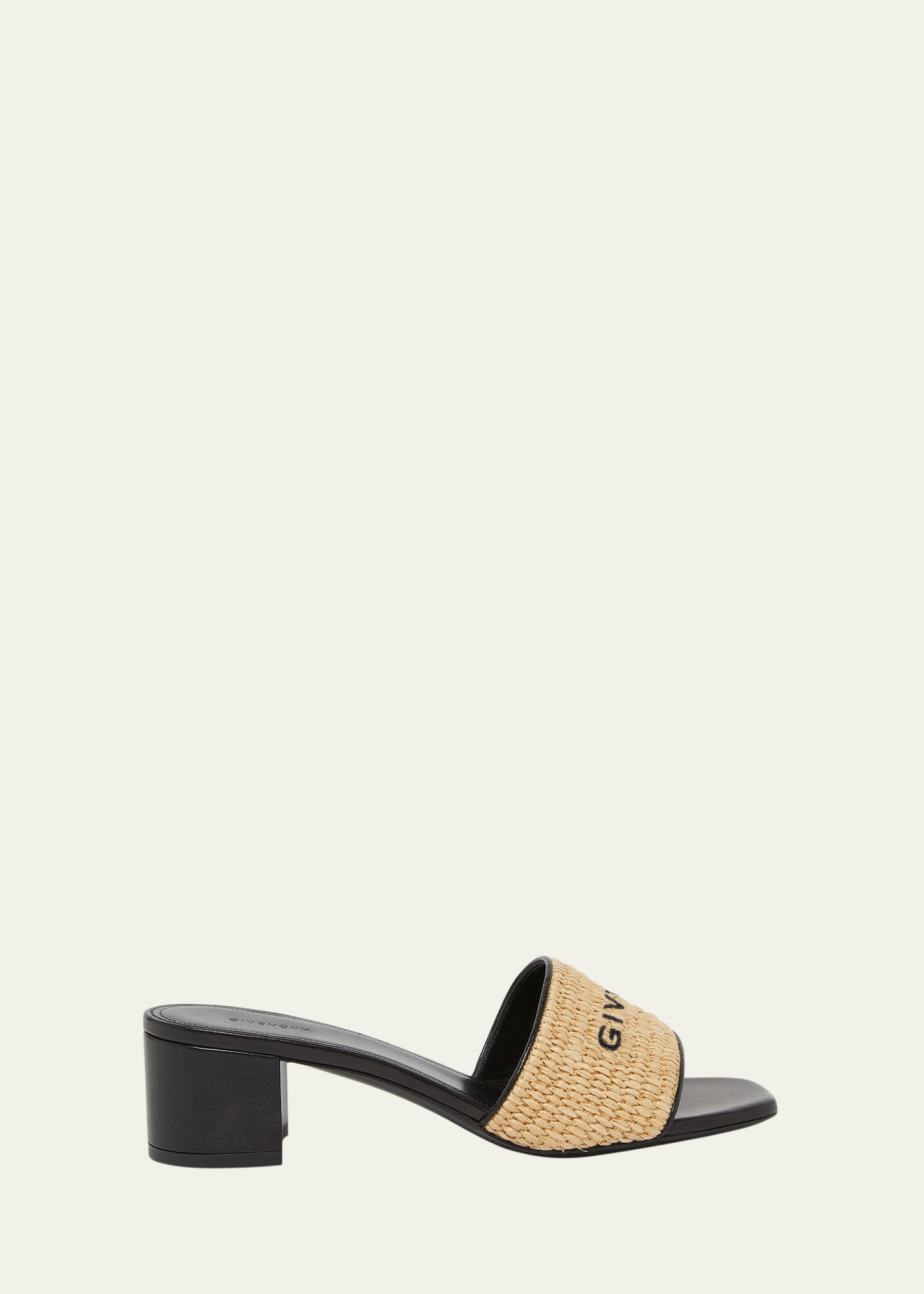 Shop Givenchy 4g Embroidered Raffia Mule Sandals In 255-beigeblack