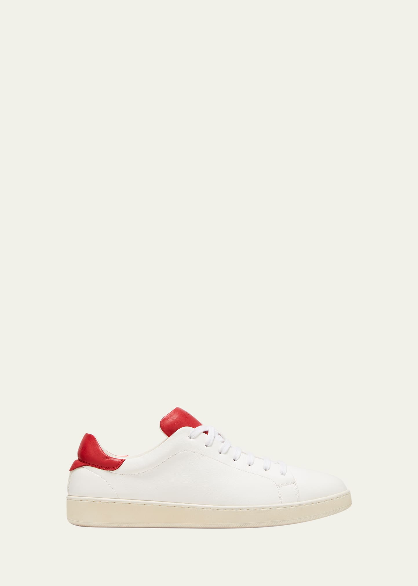 Kiton Men's Bicolor Leather Low-top Sneakers In Cream/red